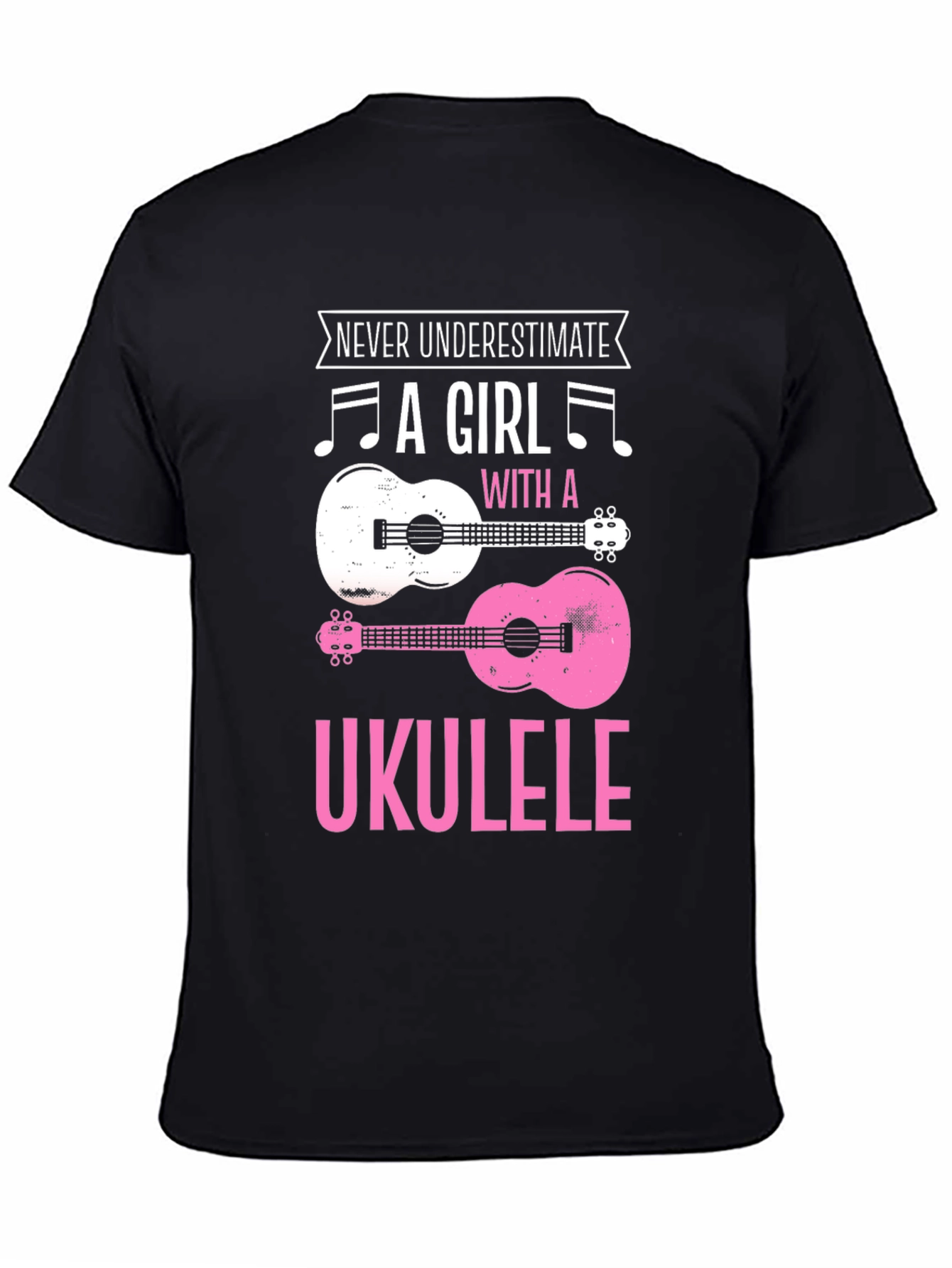 Never Underestimate Girl With Ukulele Graphic Tee