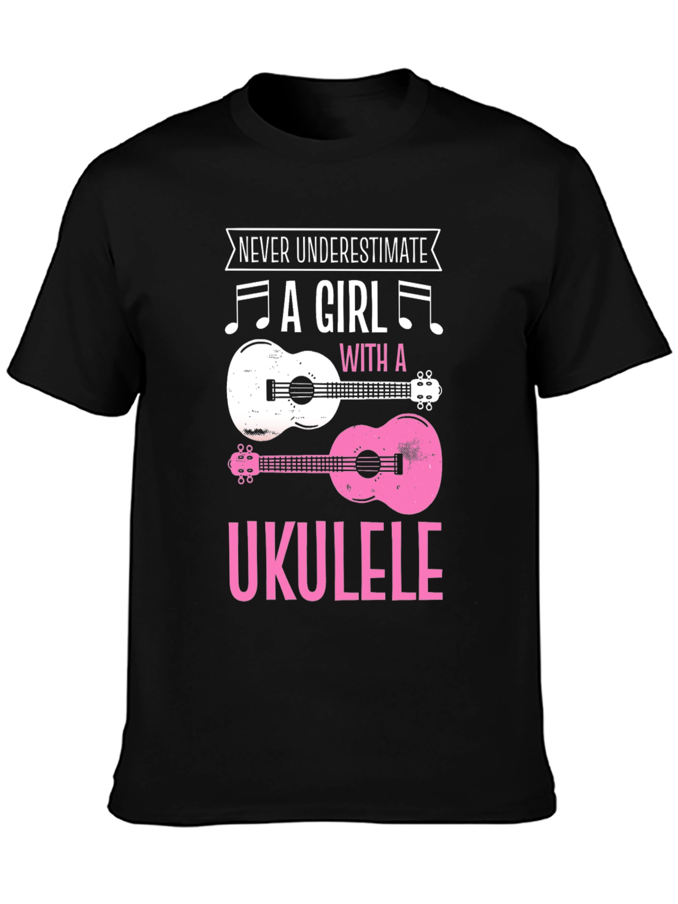 Never Underestimate Girl With Ukulele Graphic Tee