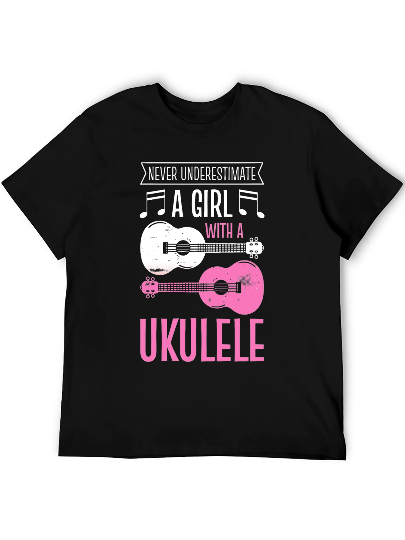 Never Underestimate Girl With Ukulele Graphic Tee