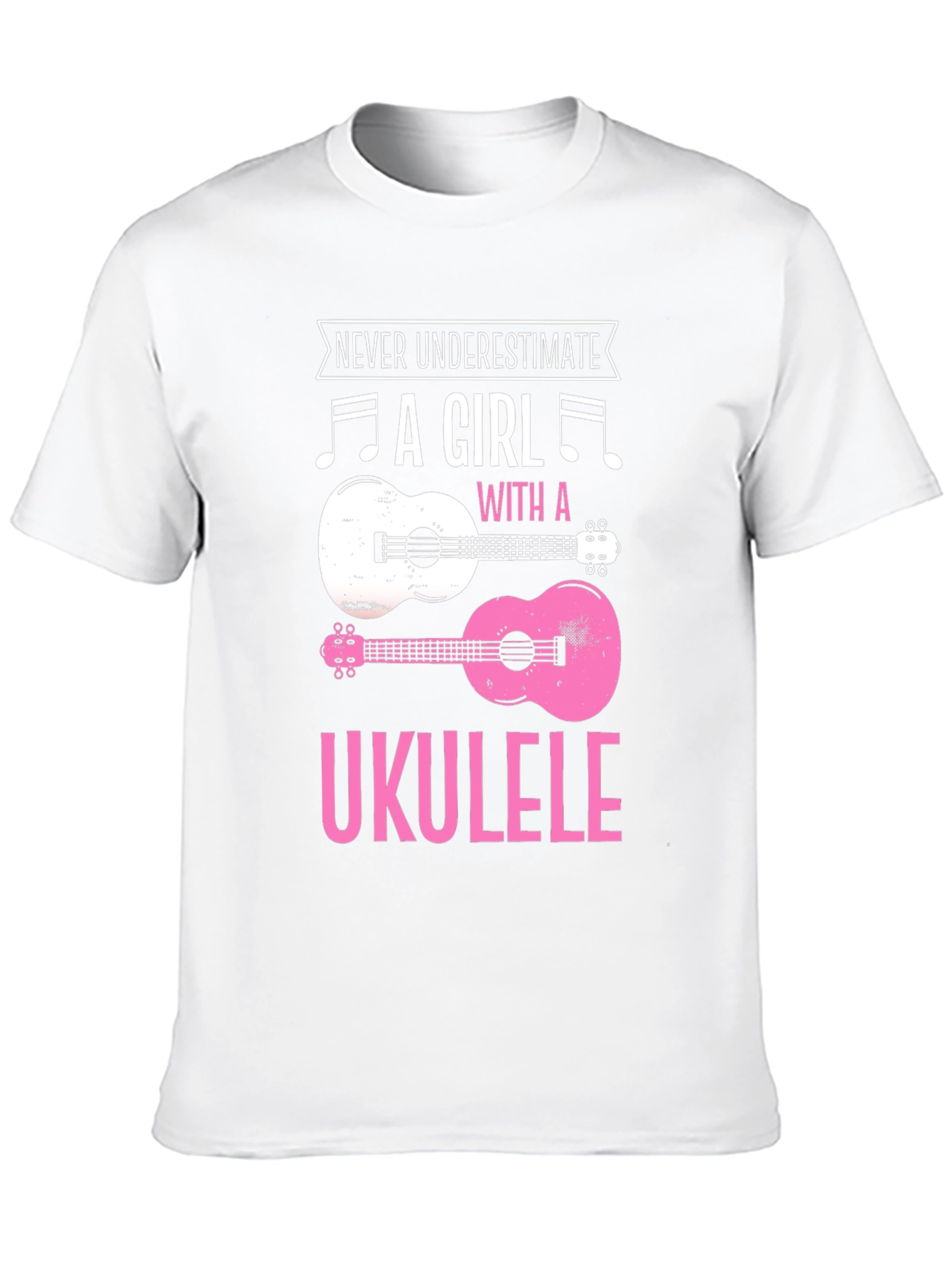Never Underestimate Girl With Ukulele Graphic Tee