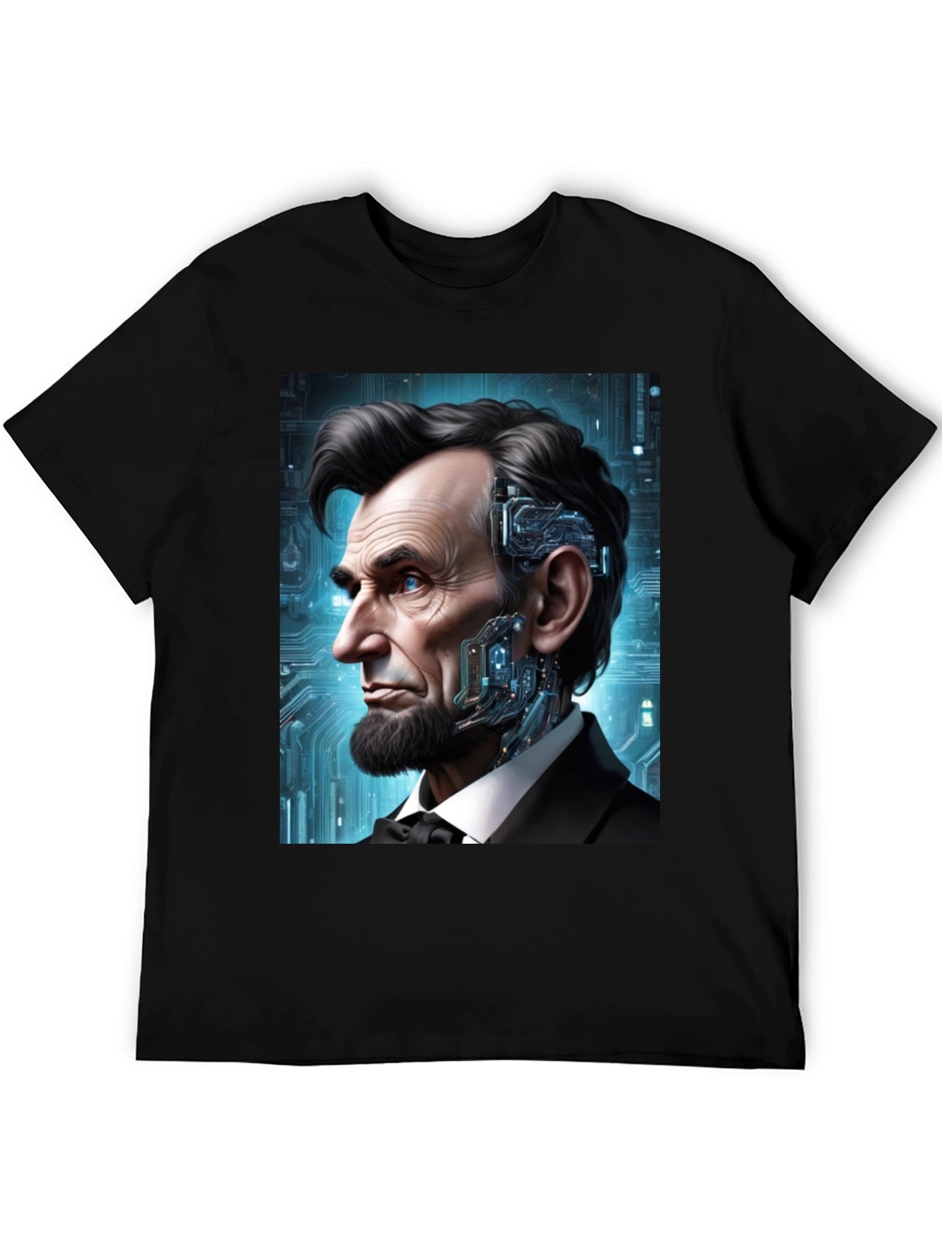 Cyberpunk Lincoln T-Shirt - Futuristic President Design