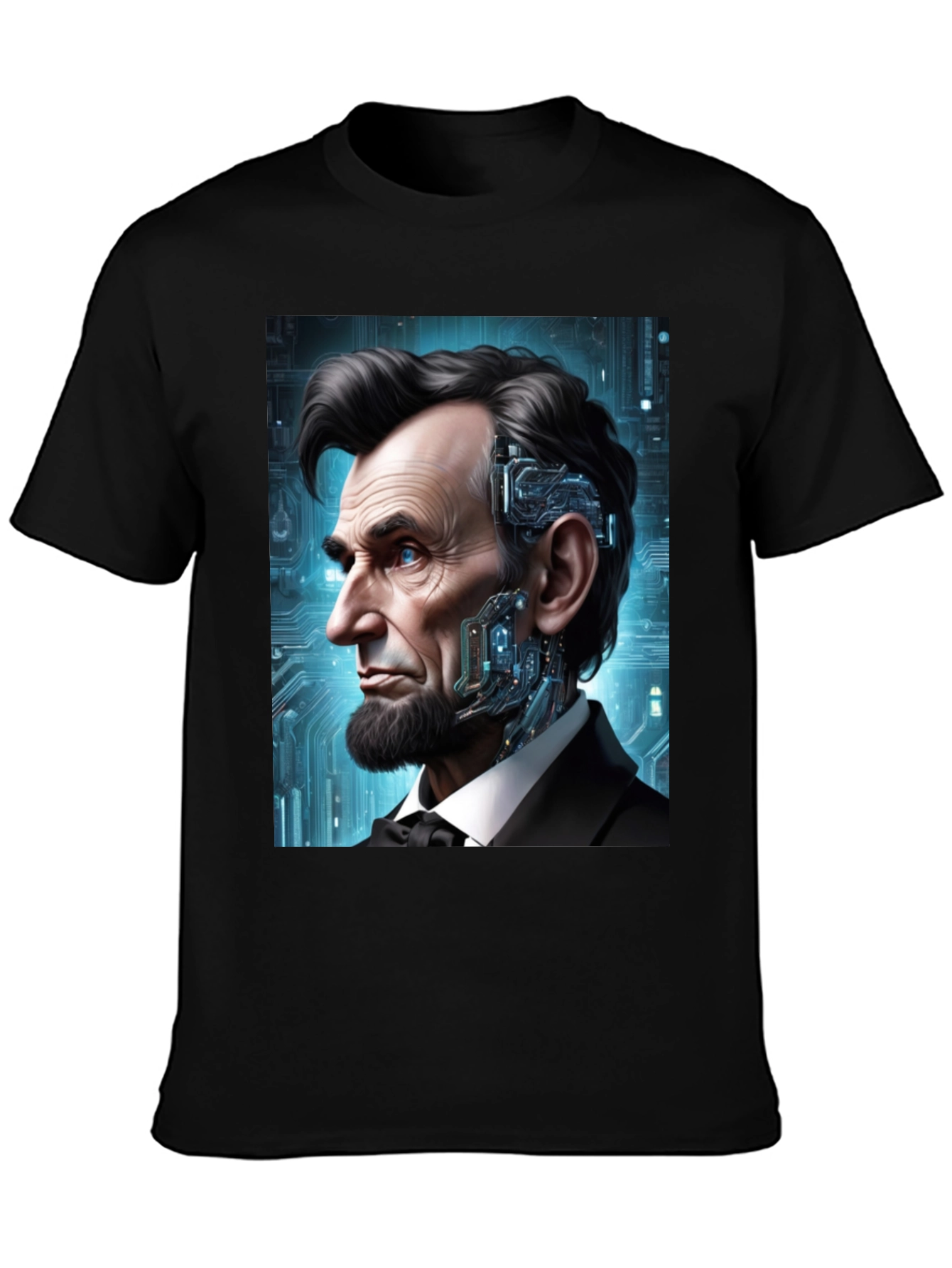 Cyberpunk Lincoln T-Shirt - Futuristic President Design