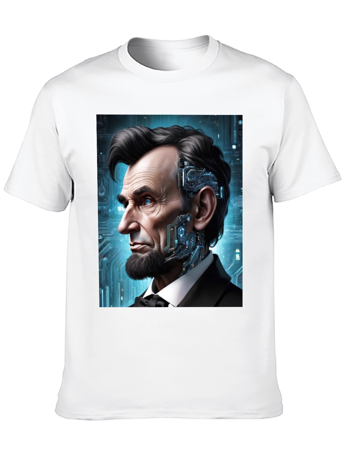 Cyberpunk Lincoln T-Shirt - Futuristic President Design