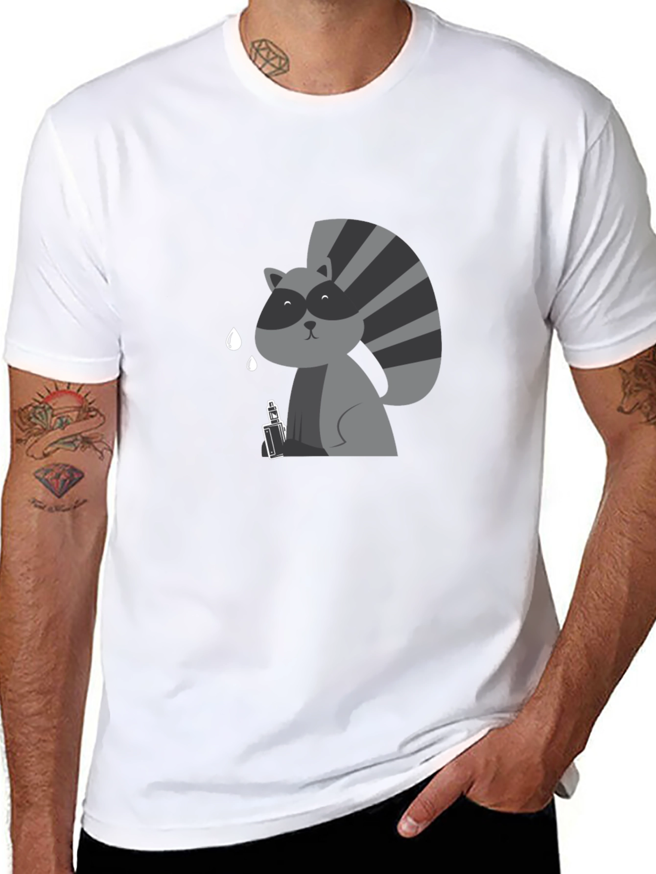 Raccoon Vaping Funny T-Shirt