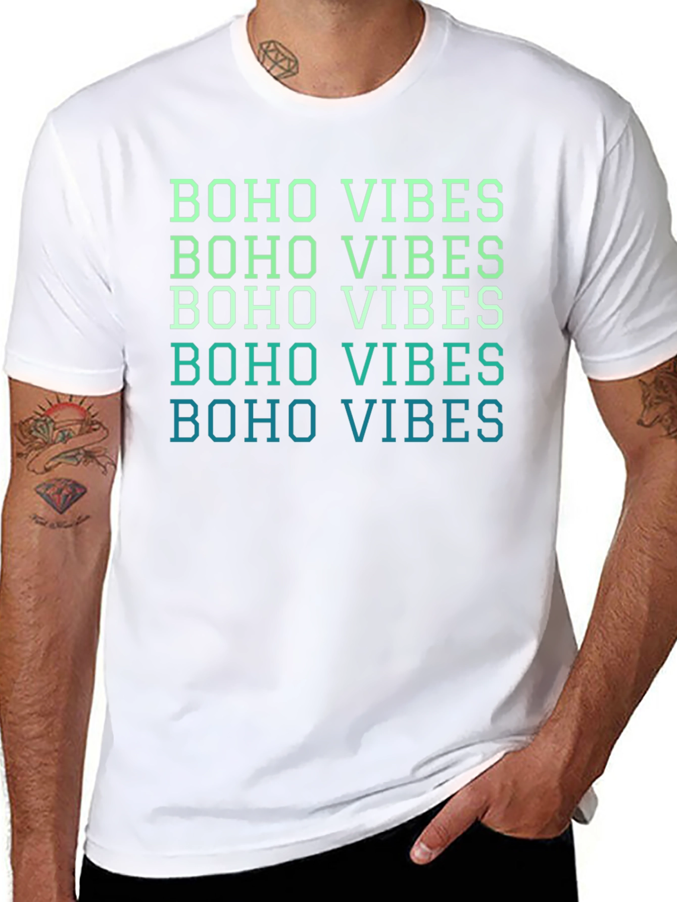 Boho Vibes Graphic Tee - Relaxed Fit Black T-Shirt