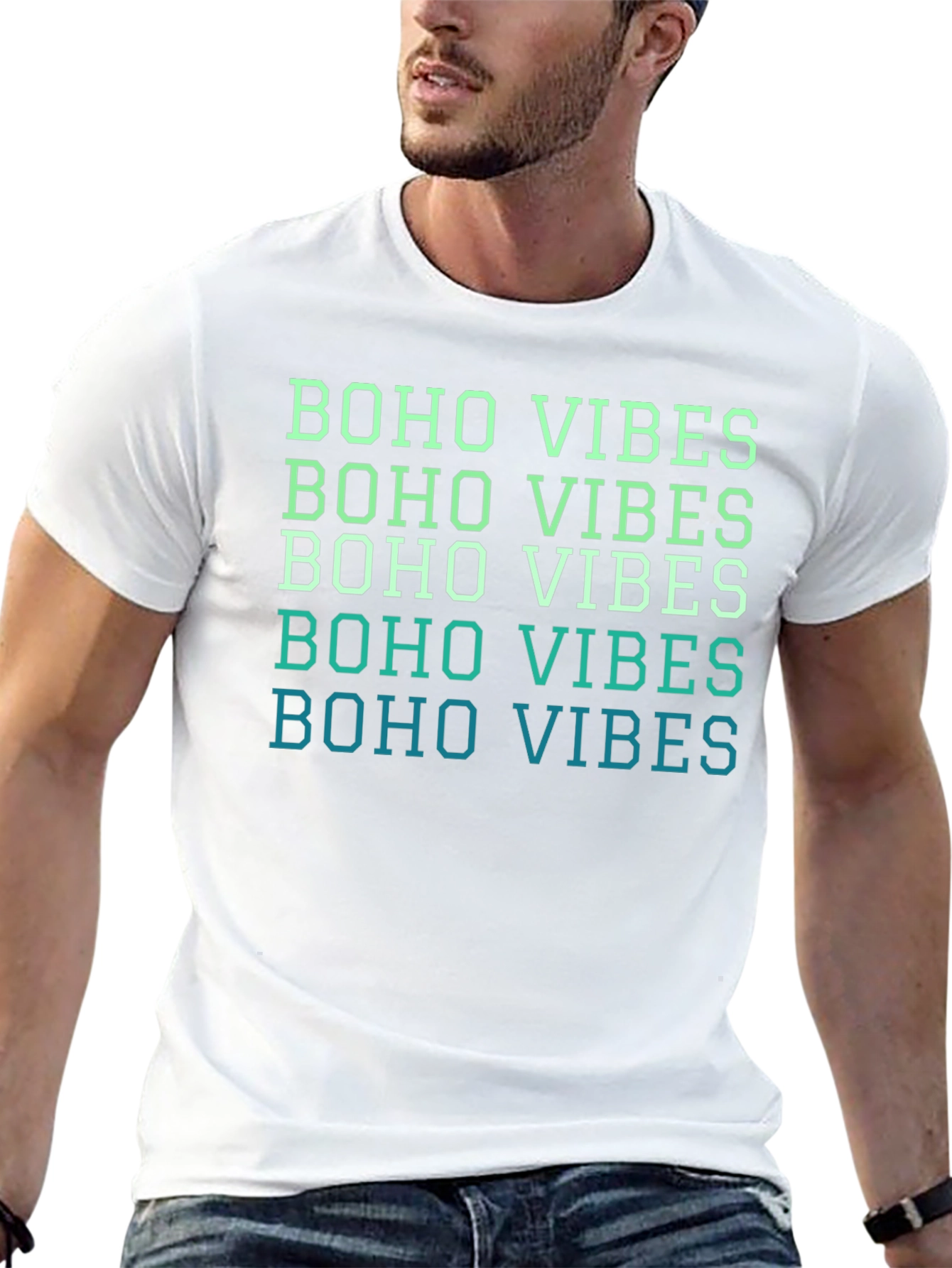 Boho Vibes Graphic Tee - Relaxed Fit Black T-Shirt