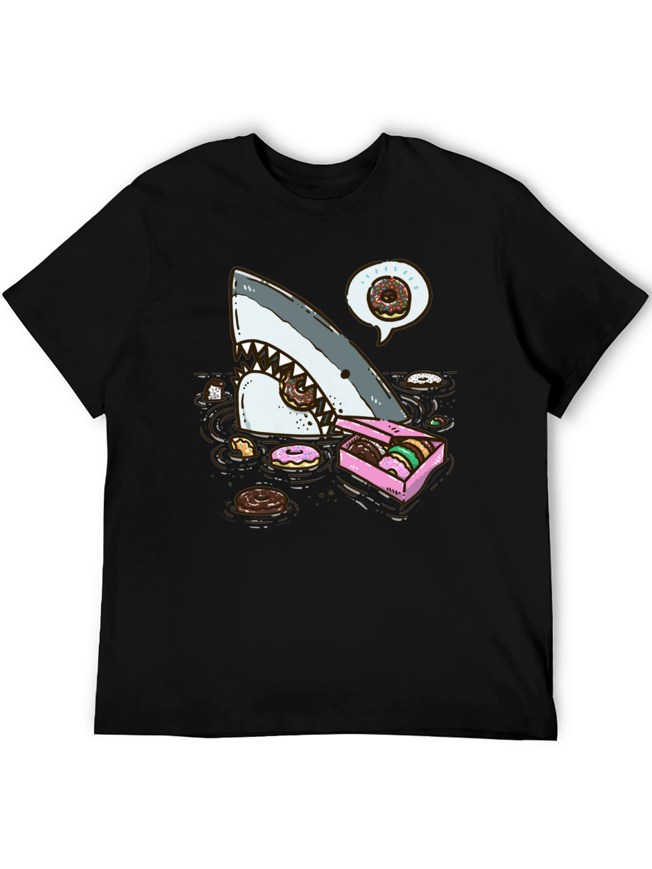 Donut Shark Tee - Funny Graphic Print T-Shirt