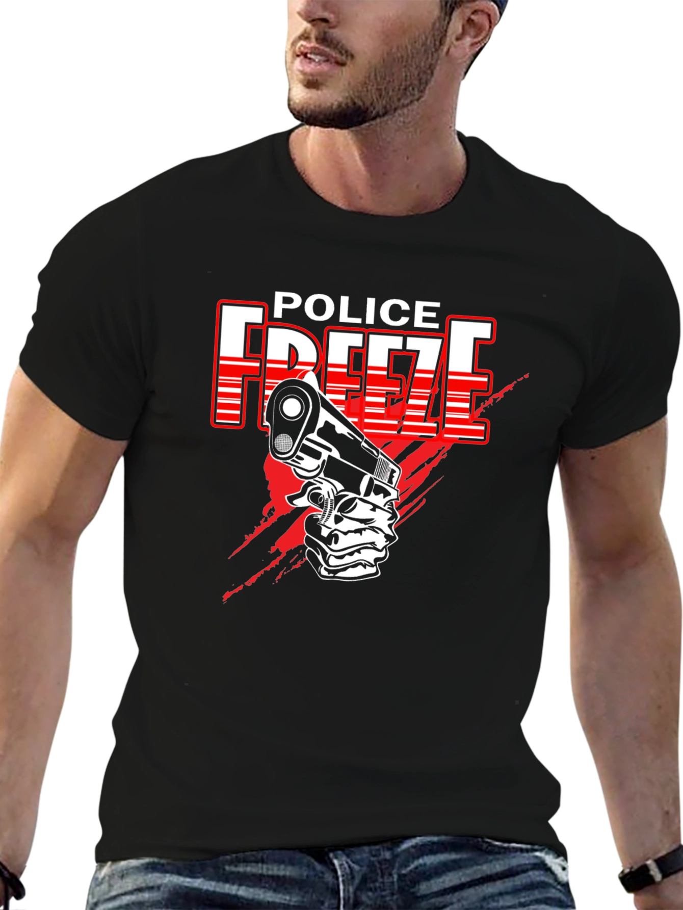 Police Freeze T-Shirt - Black Graphic Tee