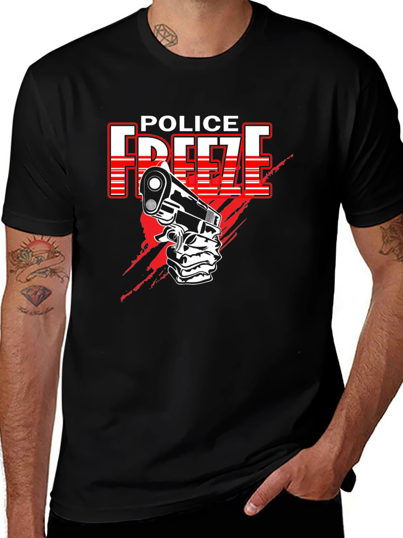Police Freeze T-Shirt - Black Graphic Tee