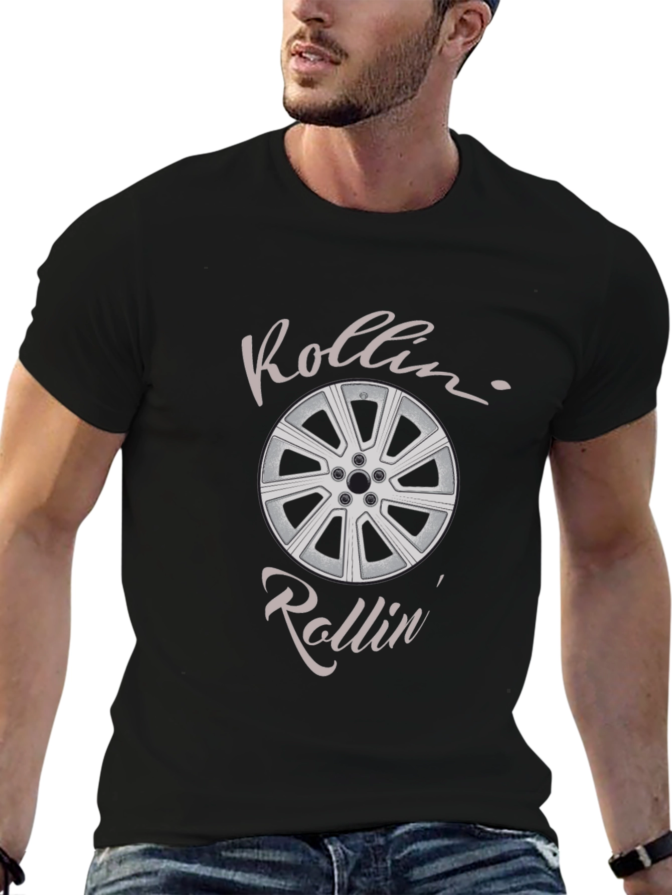 Rollin Car Wheel Graphic Tee - Black