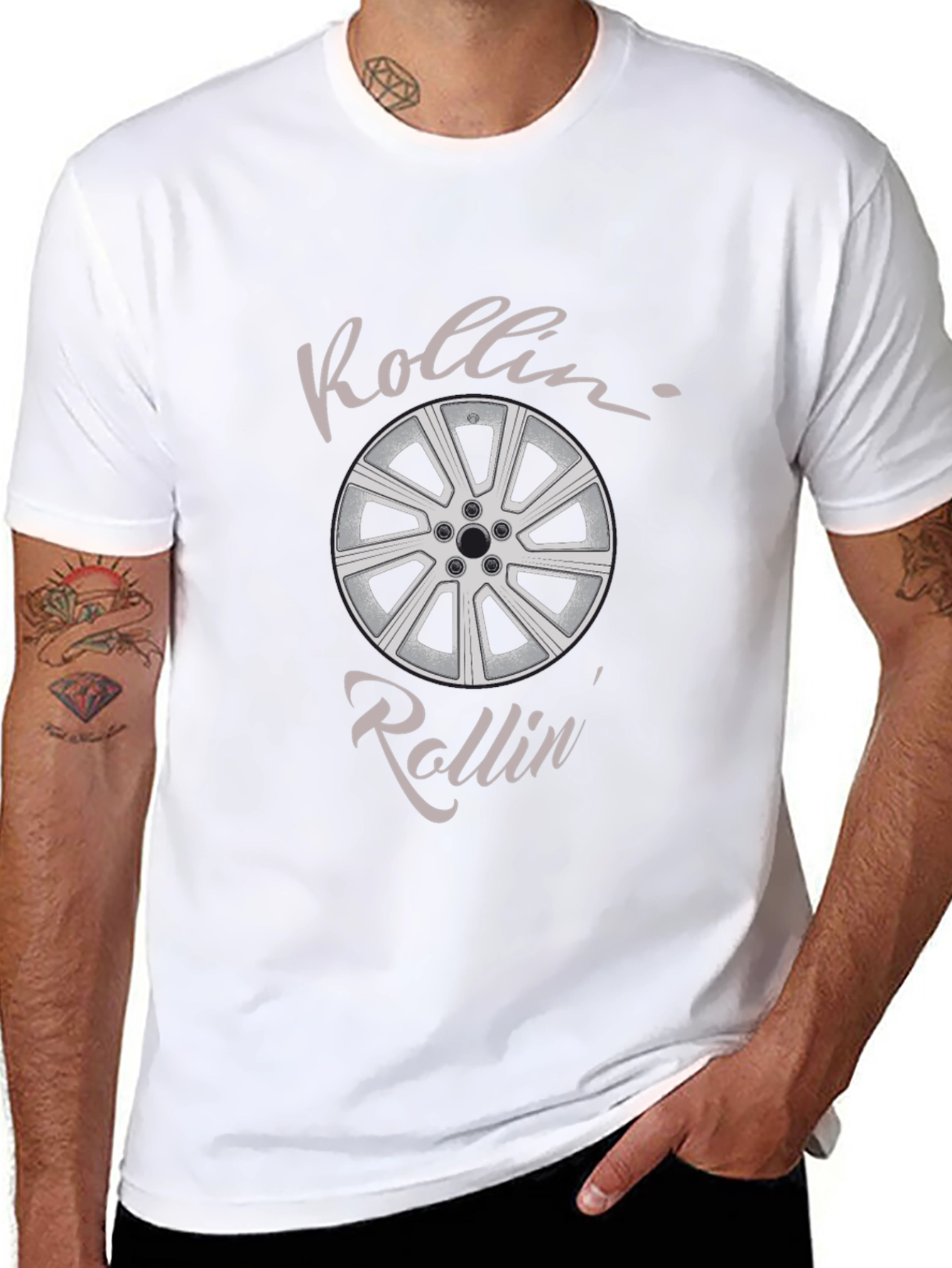 Rollin Car Wheel Graphic Tee - Black