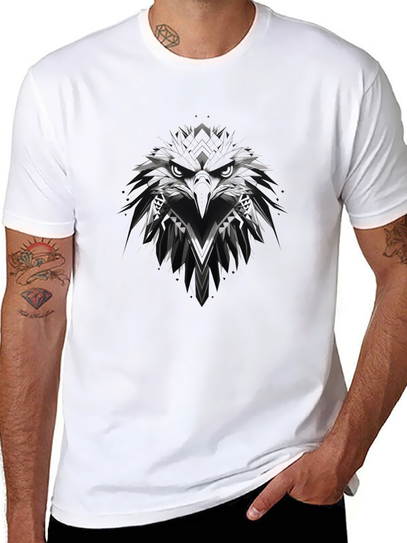 Mens Black Eagle Graphic T-Shirt