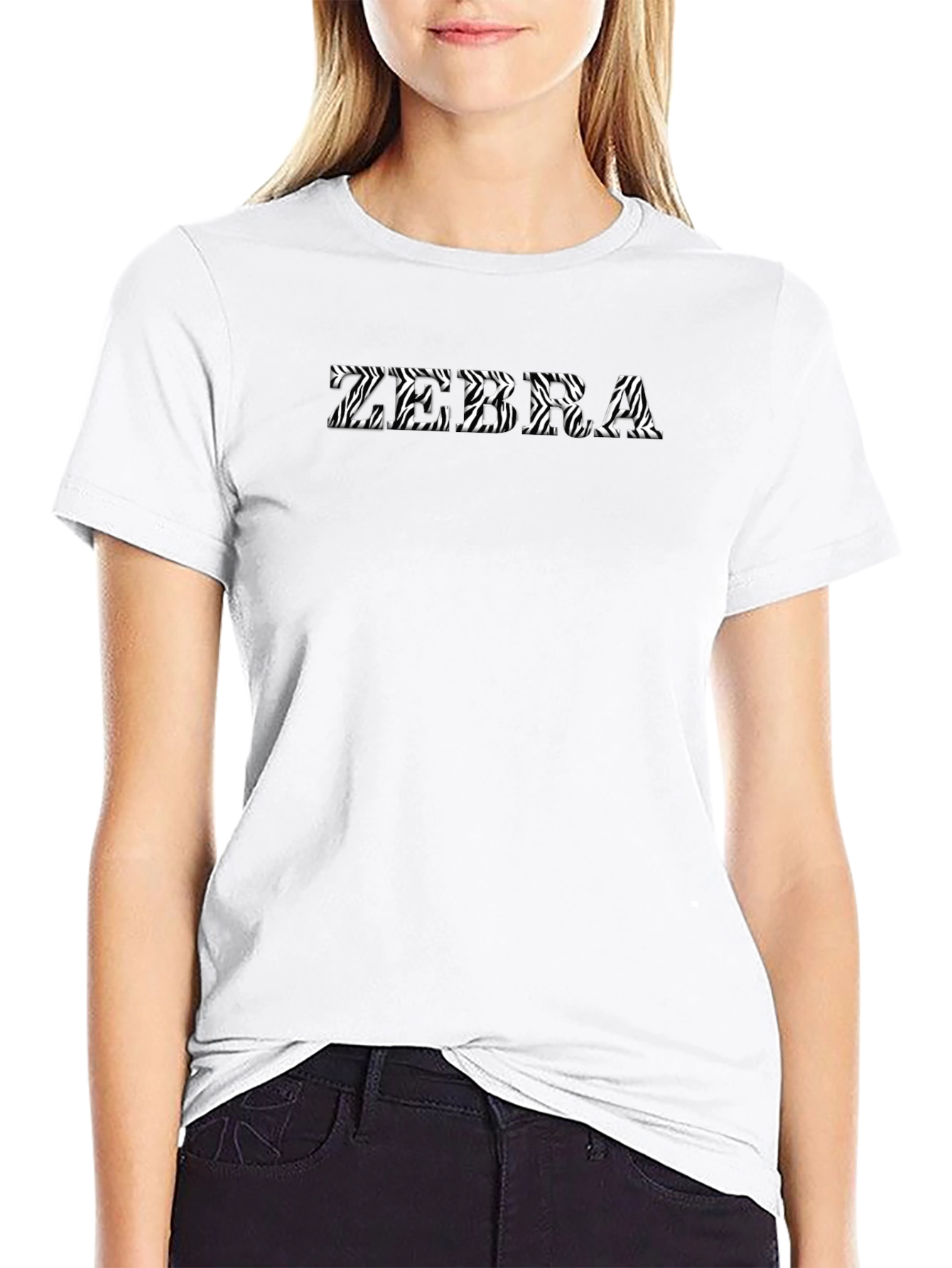 Zebra Print Graphic Tee - Black