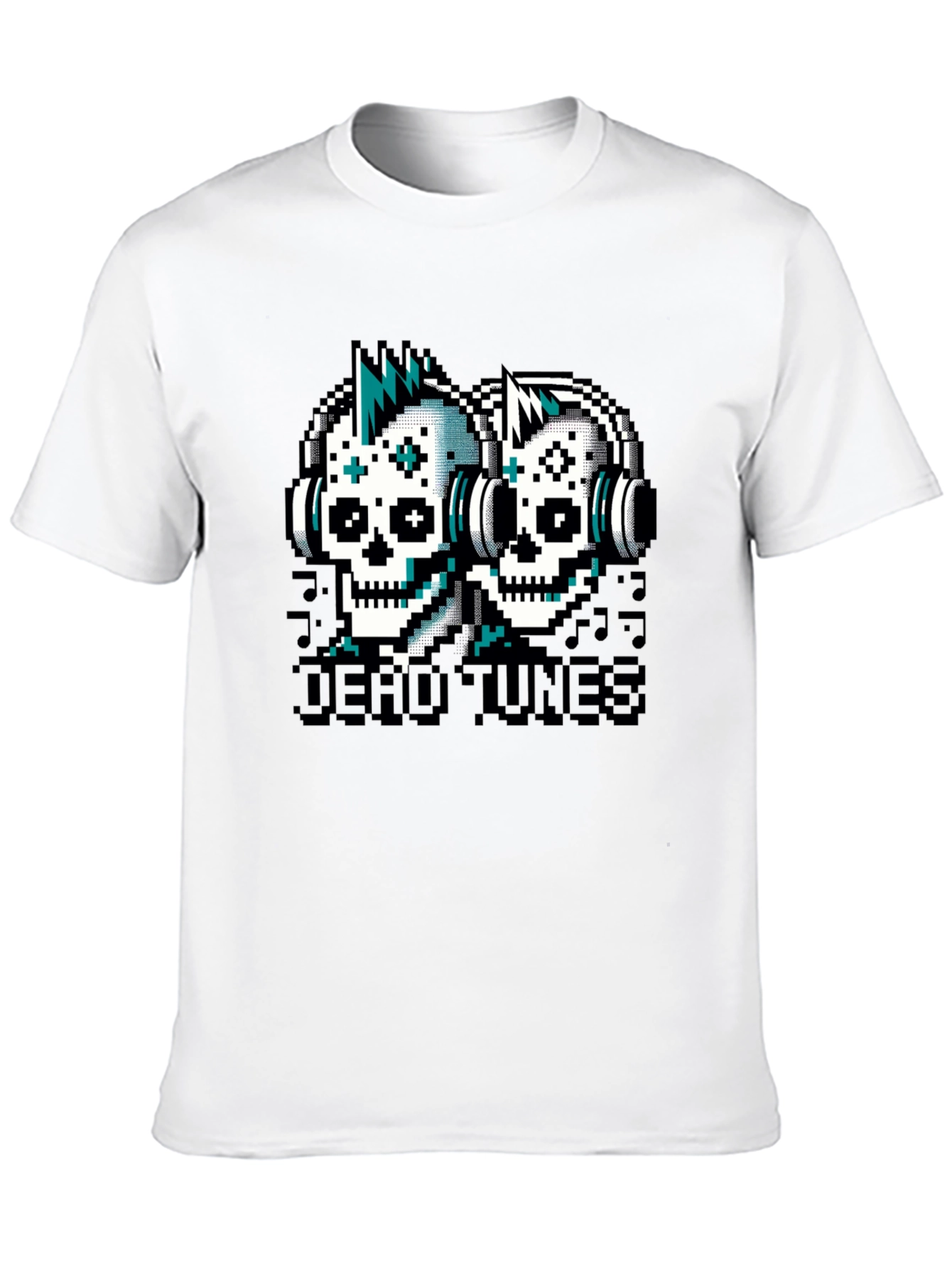 Dead Tunes Graphic Tee - Pixel Skull Headphones