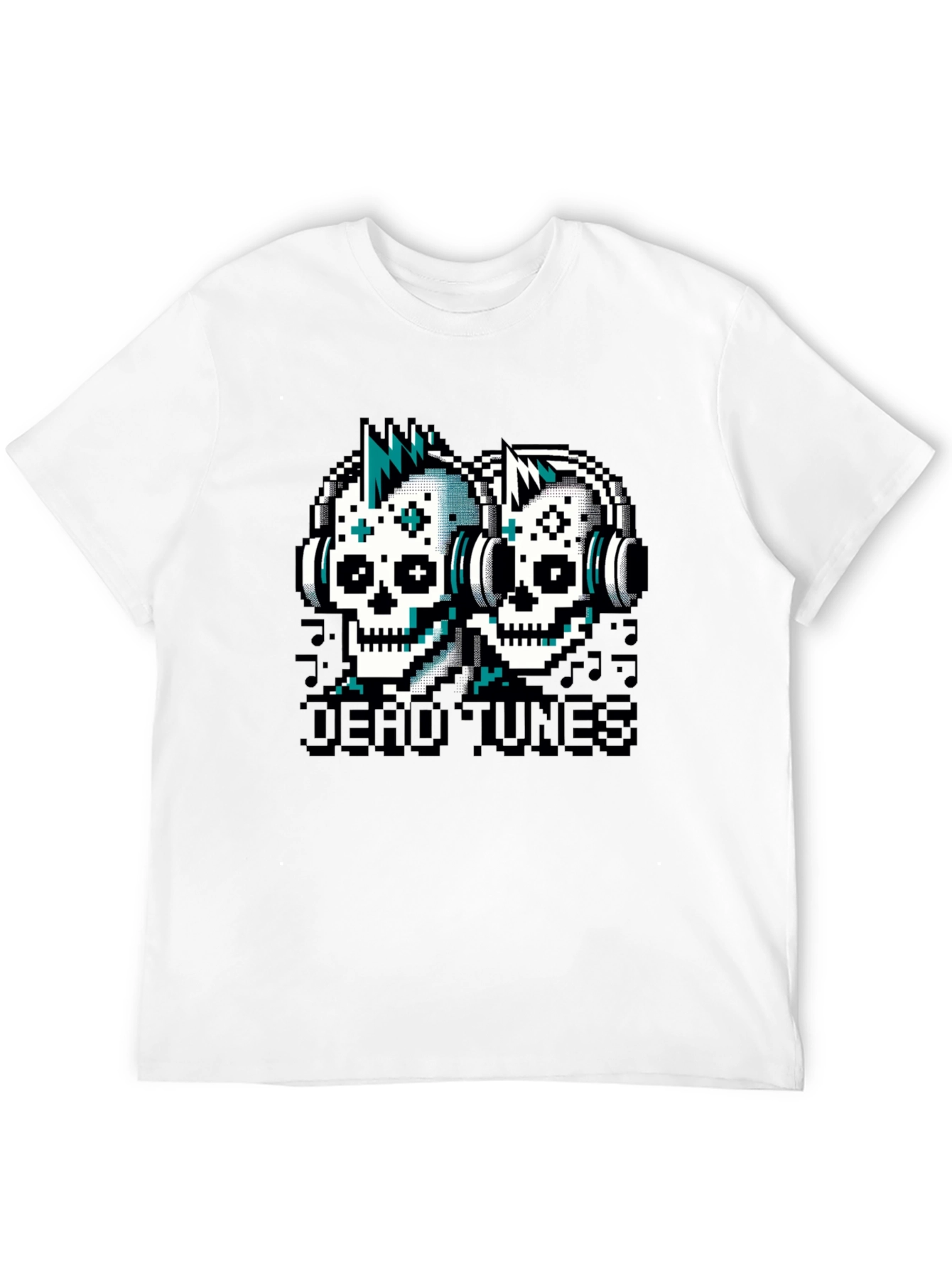 Dead Tunes Graphic Tee - Pixel Skull Headphones