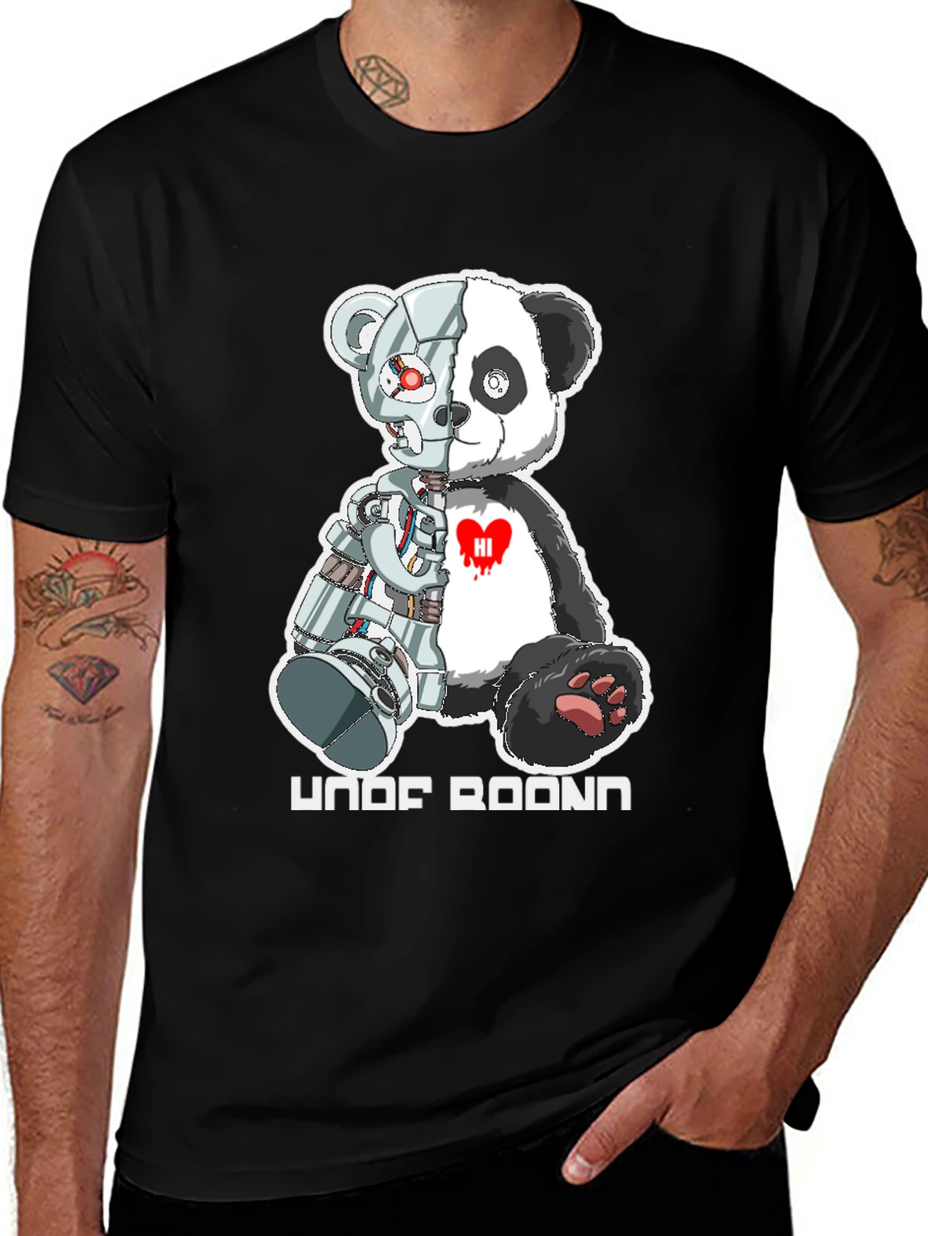 Cyber Panda Bear Graphic T-Shirt