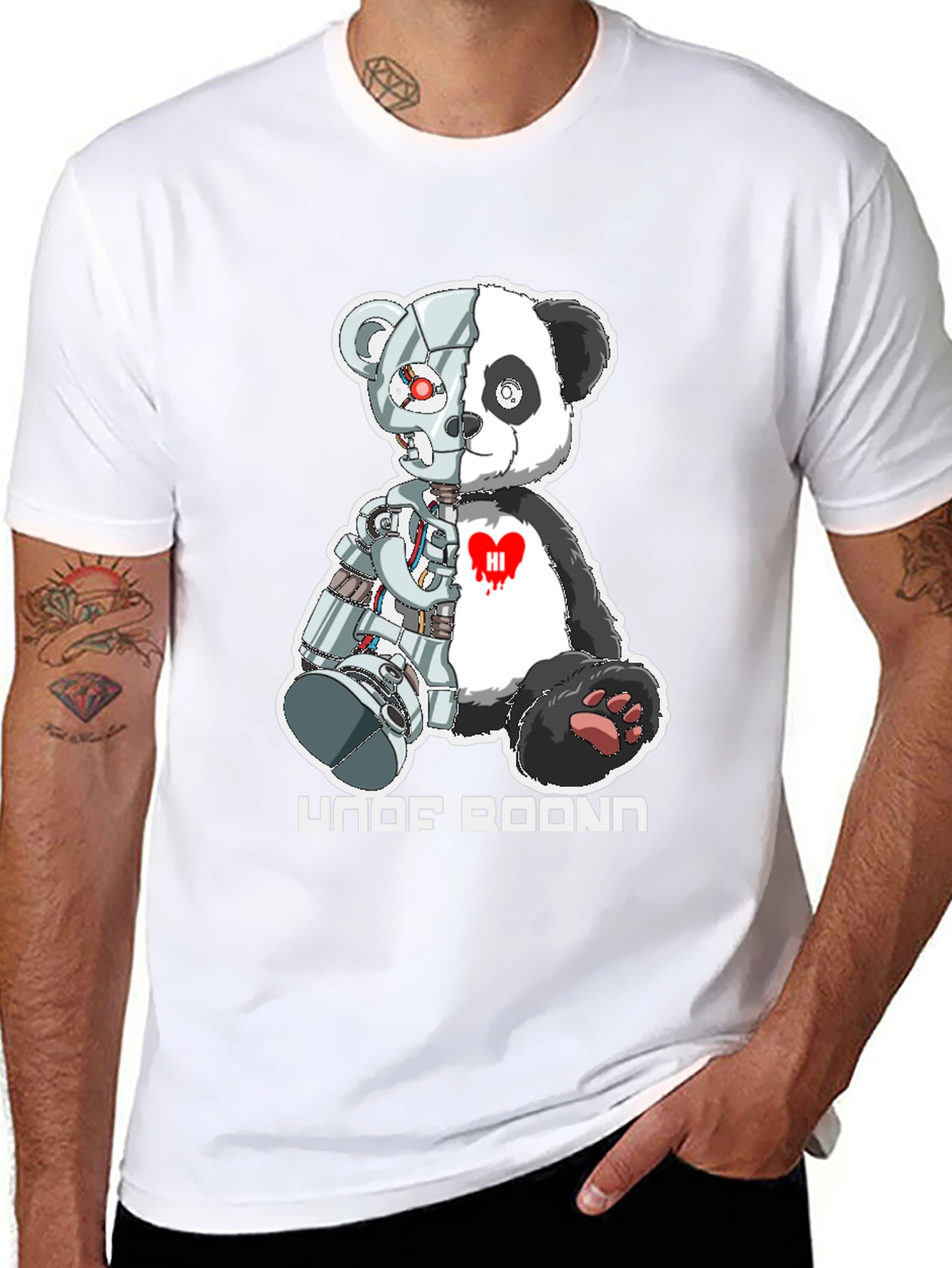 Cyber Panda Bear Graphic T-Shirt