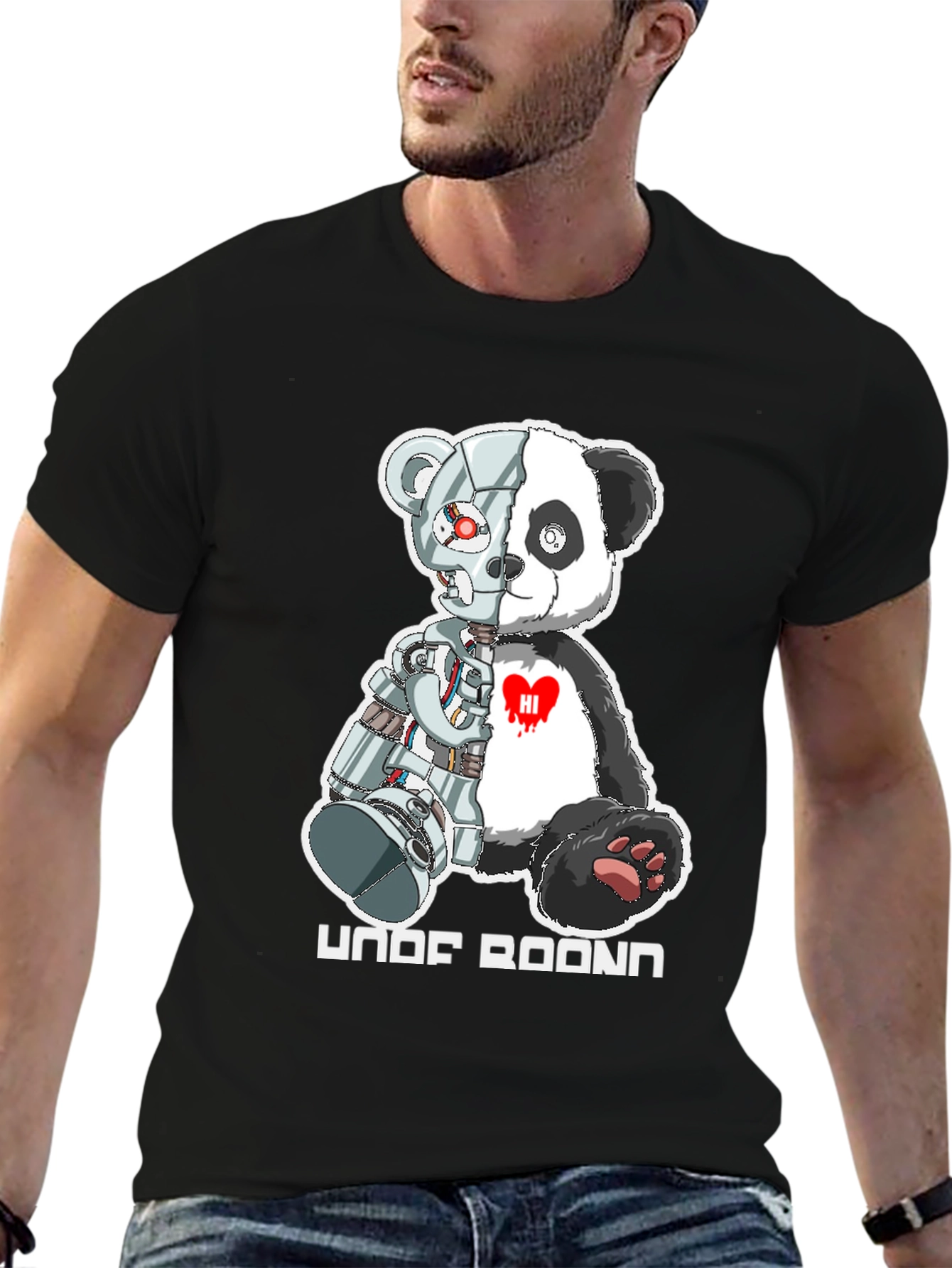 Cyber Panda Bear Graphic T-Shirt
