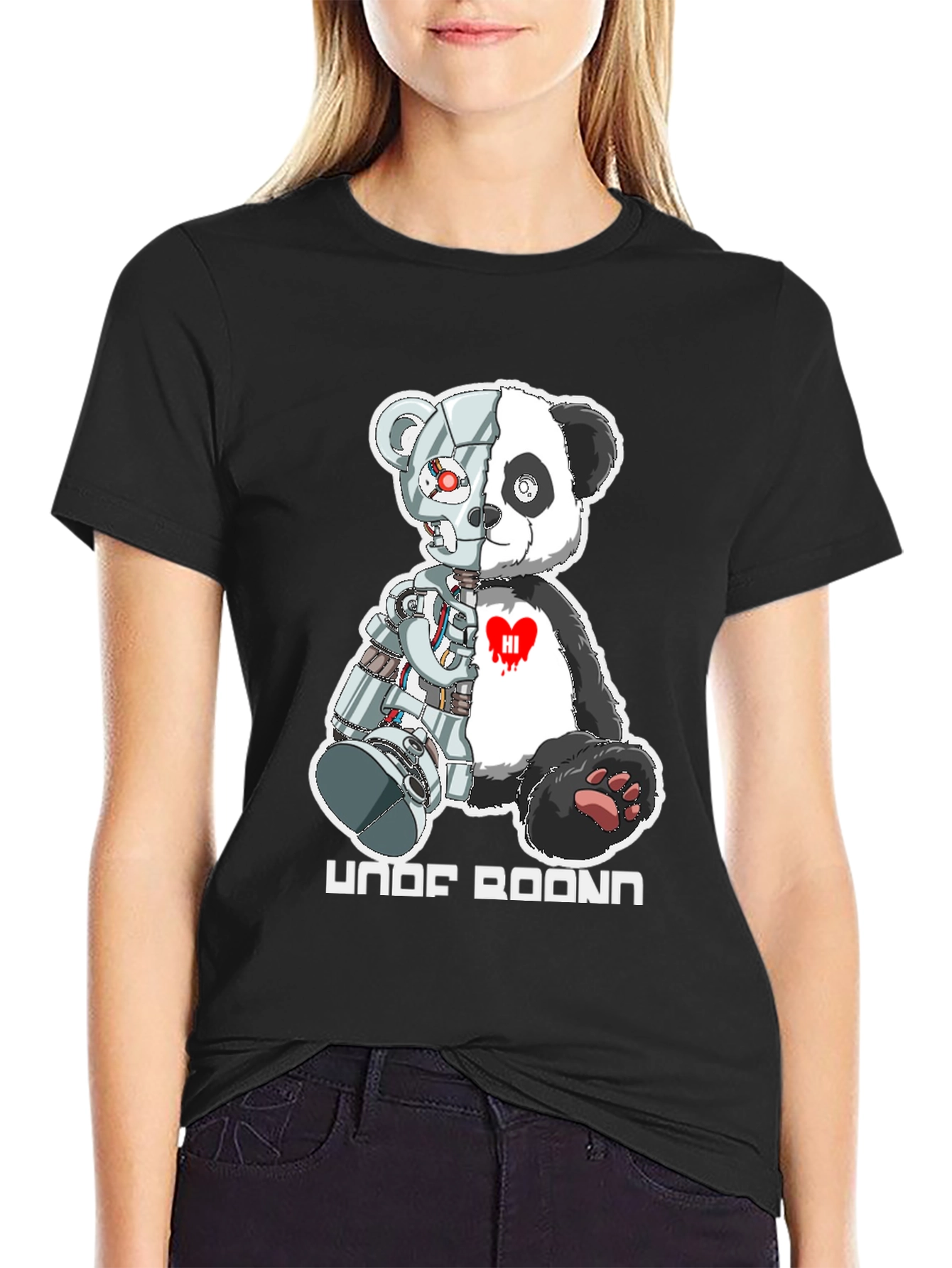 Cyber Panda Bear Graphic T-Shirt