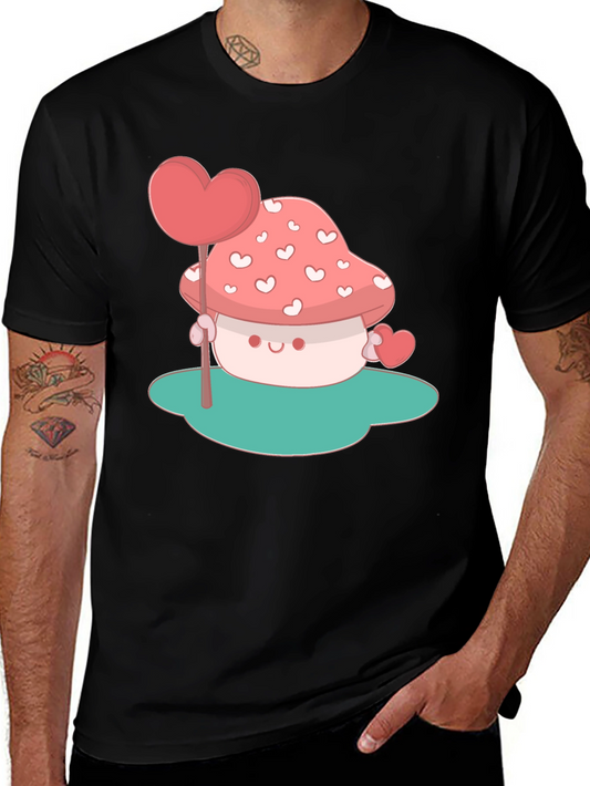 Heart Mushroom Graphic Tee - Cute & Unique