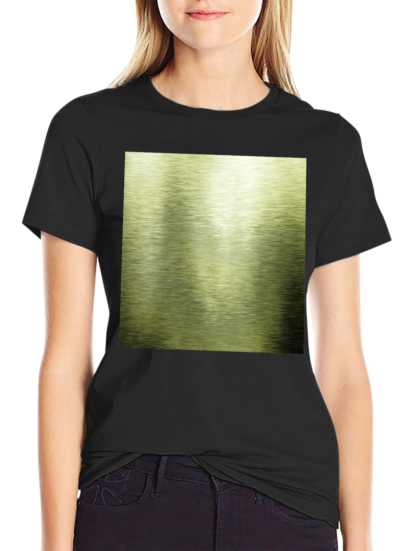 Black T-Shirt with Metallic Graphic