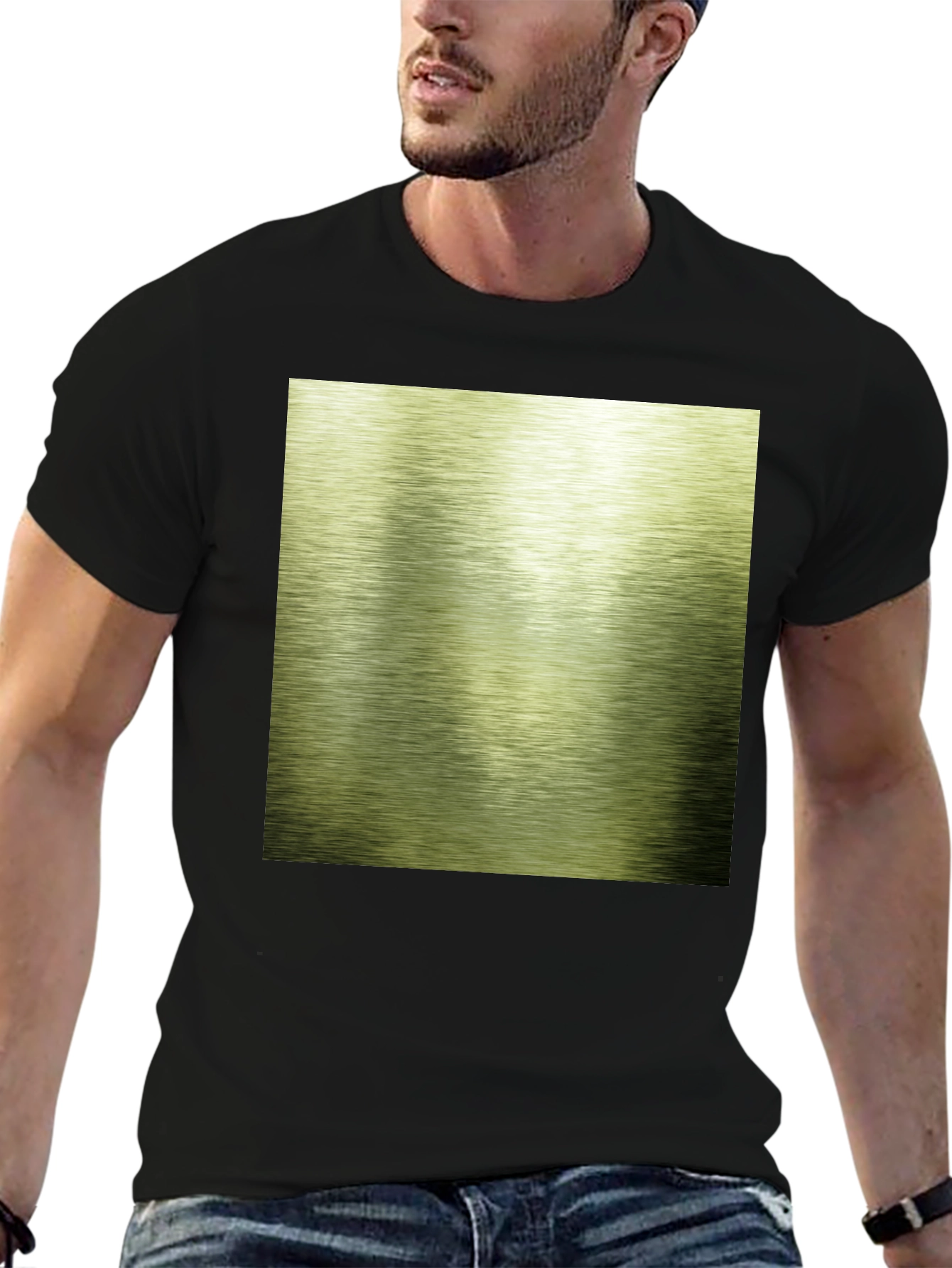 Black T-Shirt with Metallic Graphic