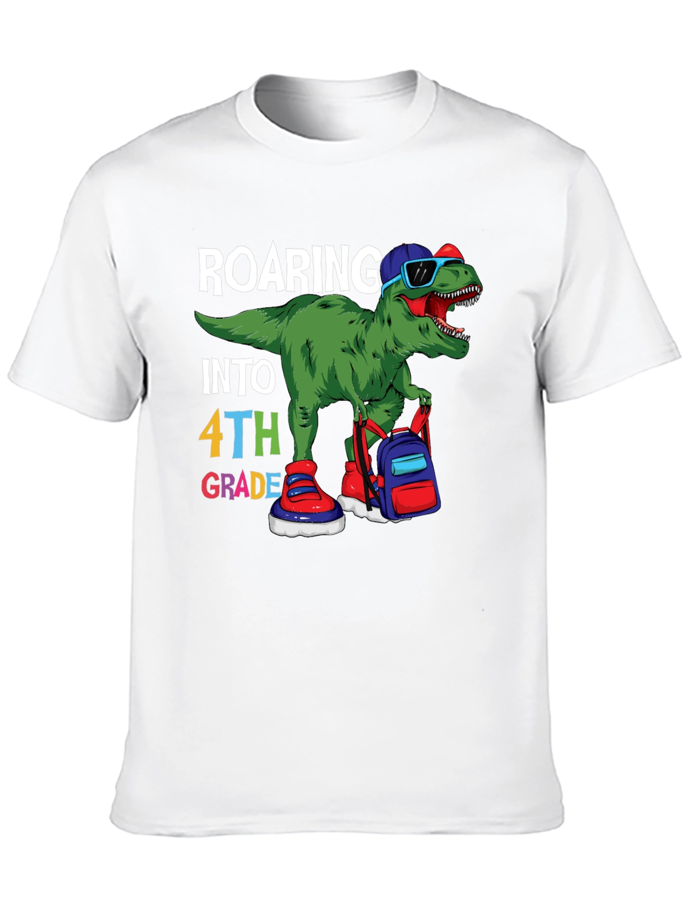 Roaring Into 4th Grade T-Shirt Dinosaur Back to School