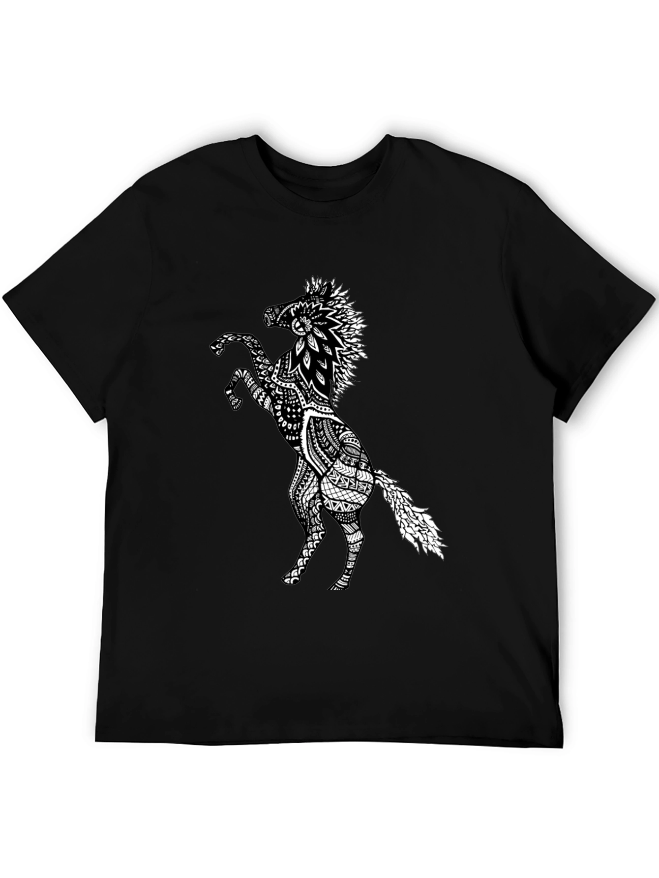 Black Horse Graphic Tee - Unique Print