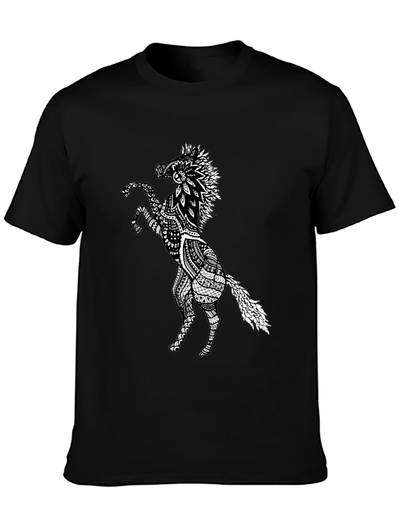 Black Horse Graphic Tee - Unique Print