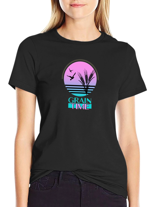 Grain Time Retro T-Shirt - Vintage Sunset Design