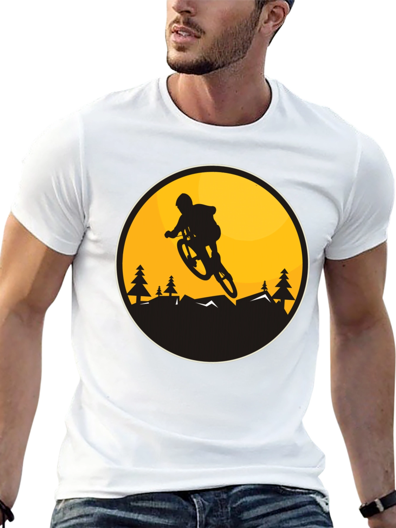 Mountain Biker Graphic Tee - Black Cotton Blend
