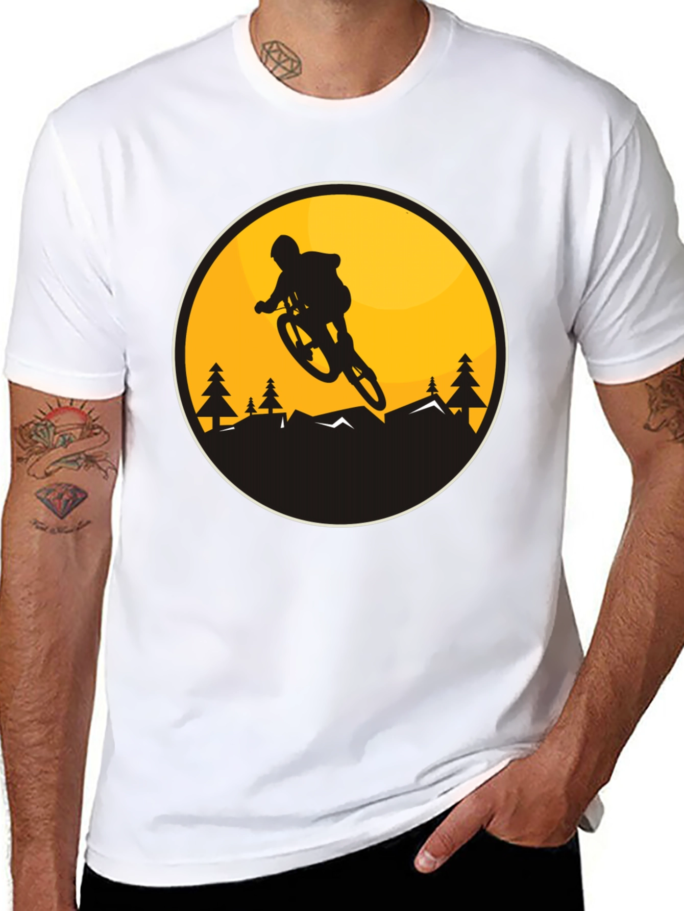 Mountain Biker Graphic Tee - Black Cotton Blend