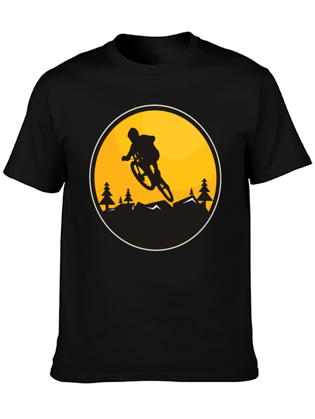 Mountain Biker Graphic Tee - Black Cotton Blend