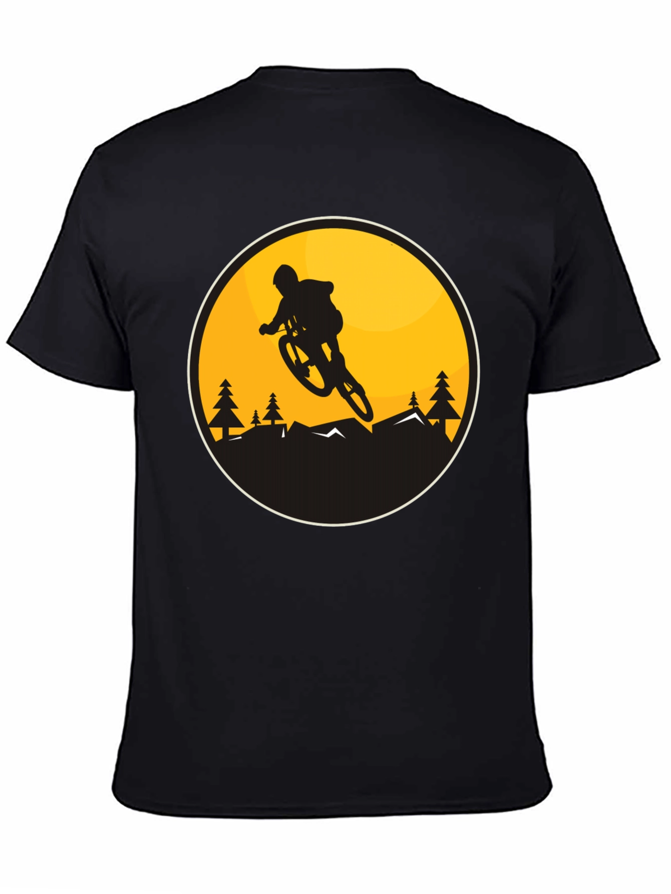 Mountain Biker Graphic Tee - Black Cotton Blend