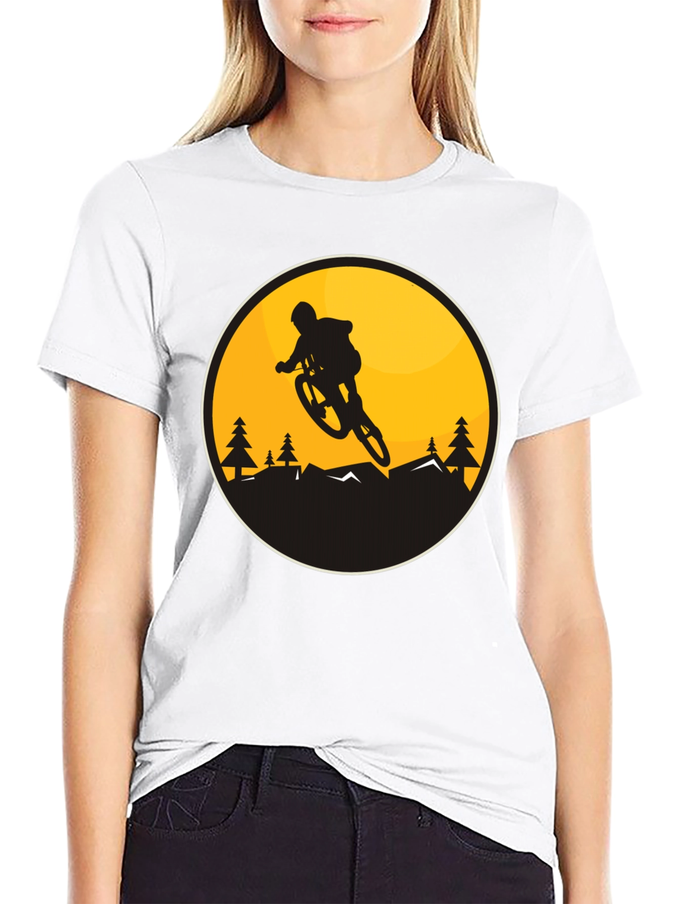 Mountain Biker Graphic Tee - Black Cotton Blend