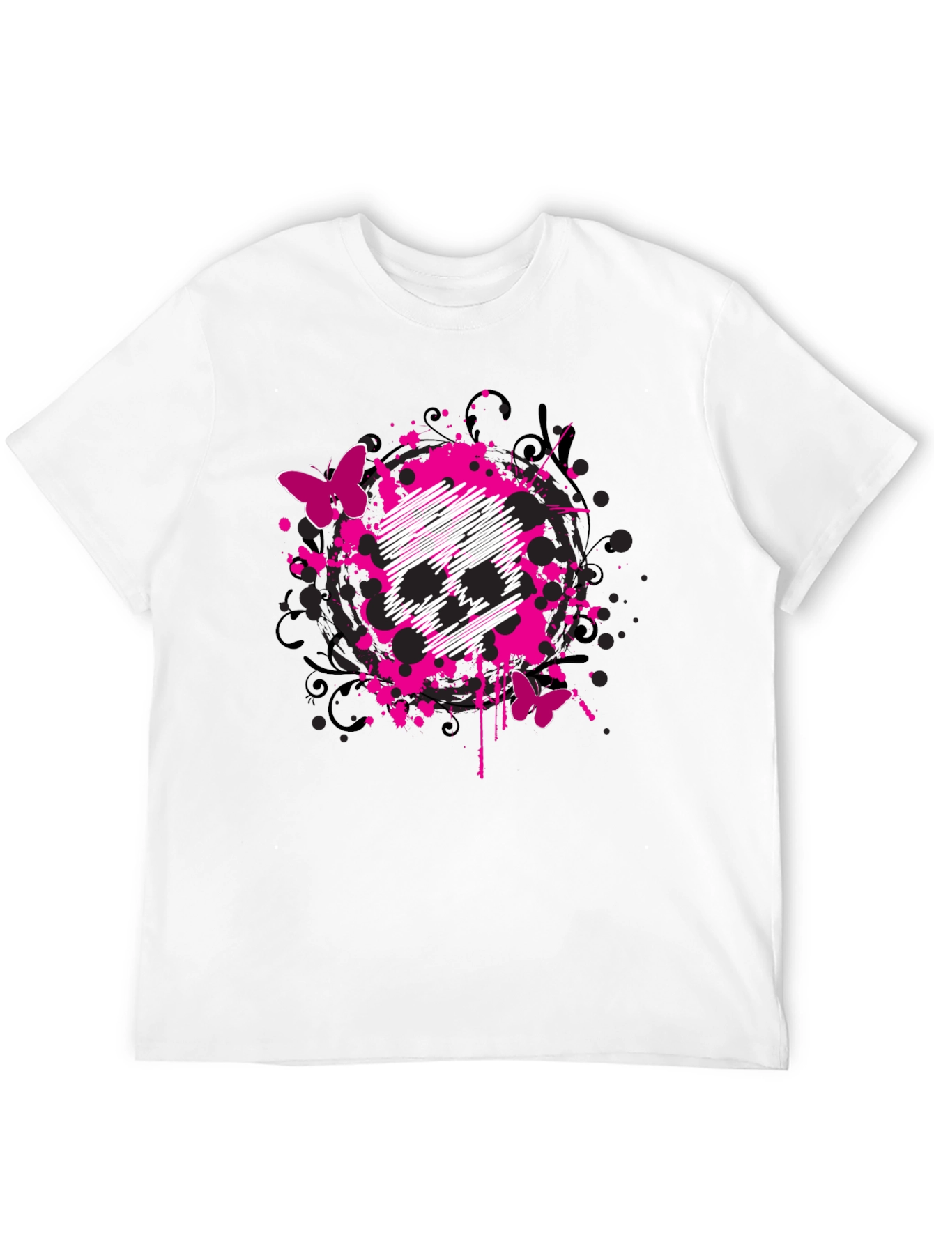 Skull & Butterfly Graphic Print T-Shirt