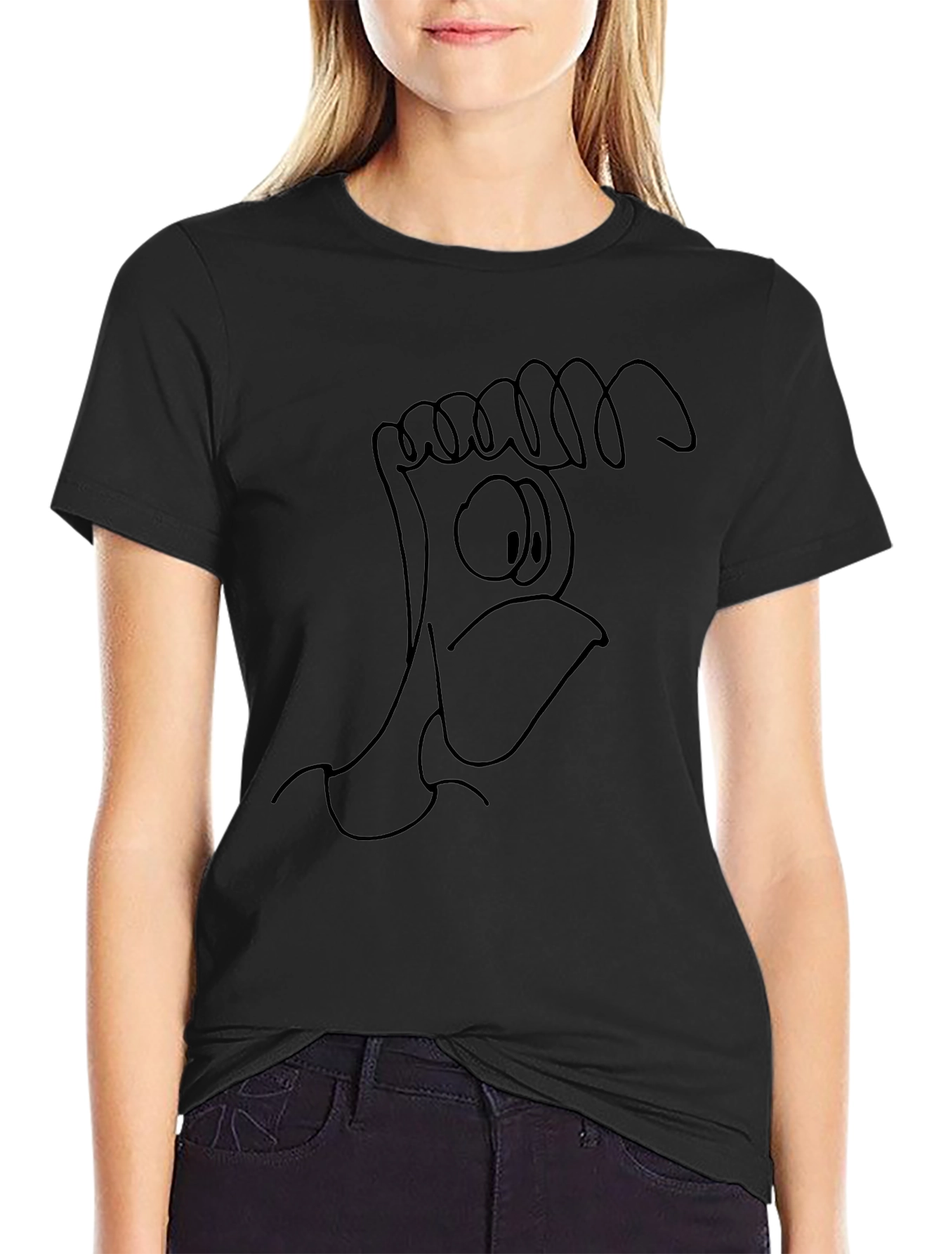 Unique Cartoon Chicken Graphic Black T-Shirt