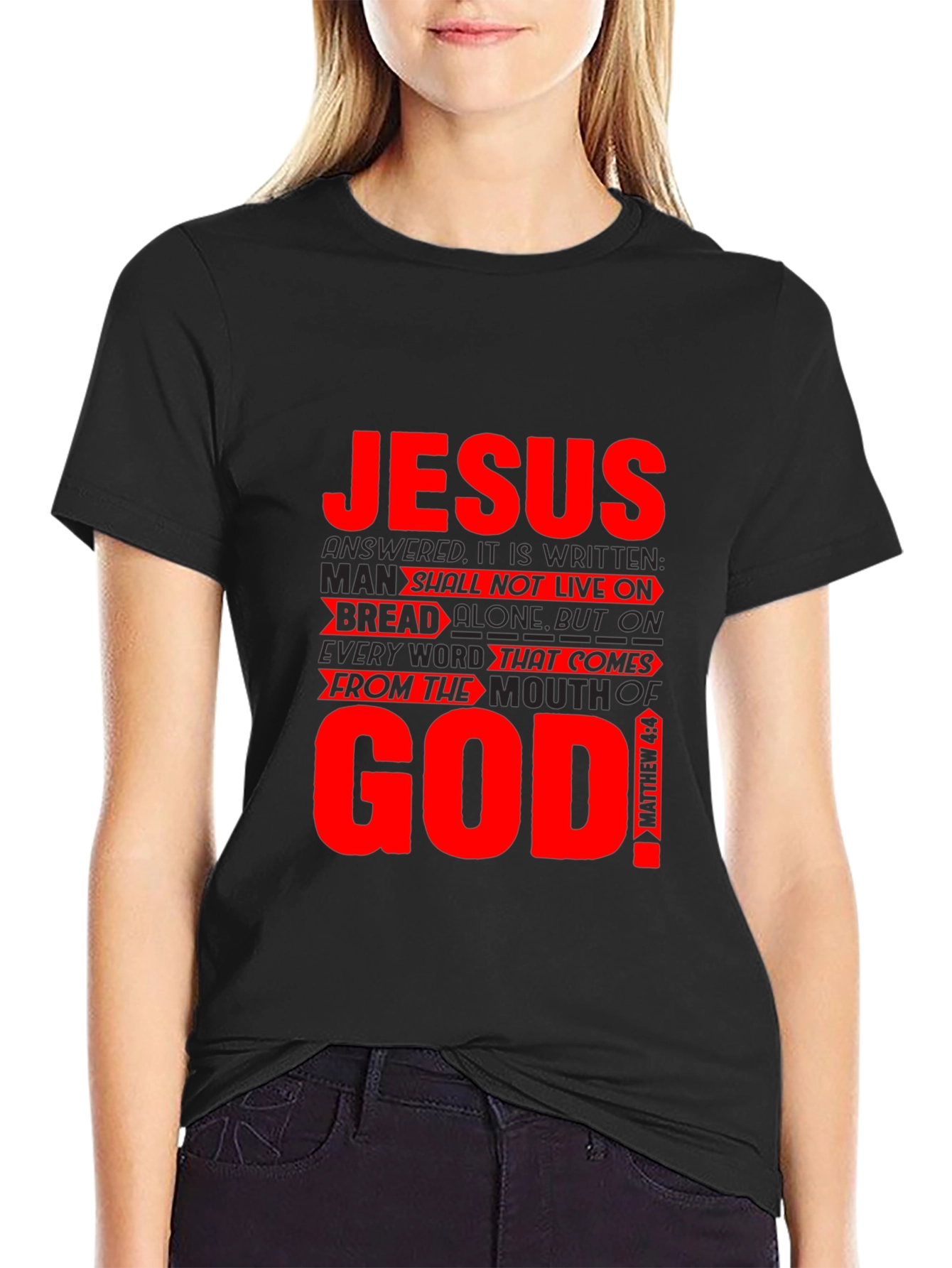Jesus & God Graphic Print Black T-Shirt