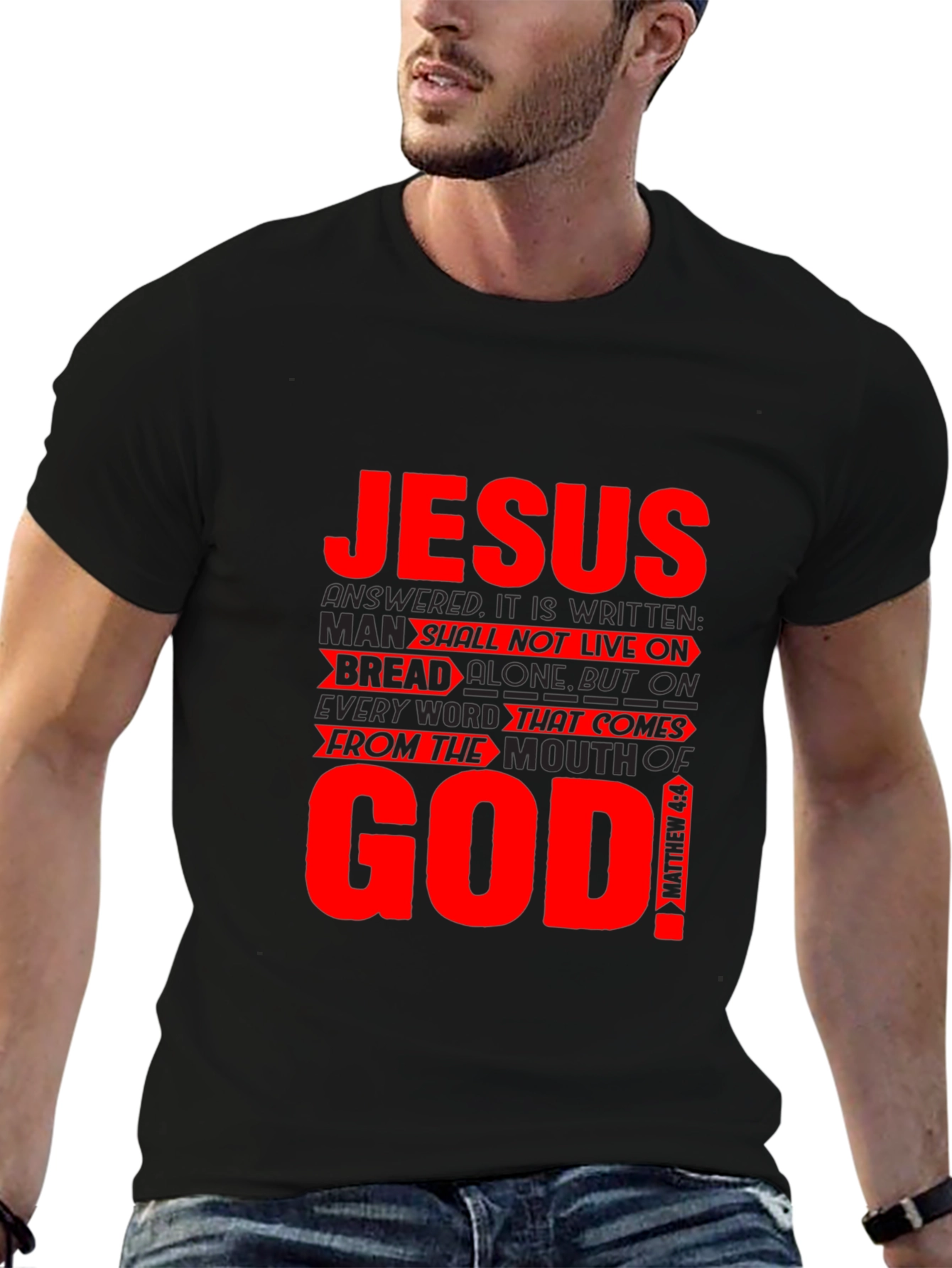 Jesus & God Graphic Print Black T-Shirt
