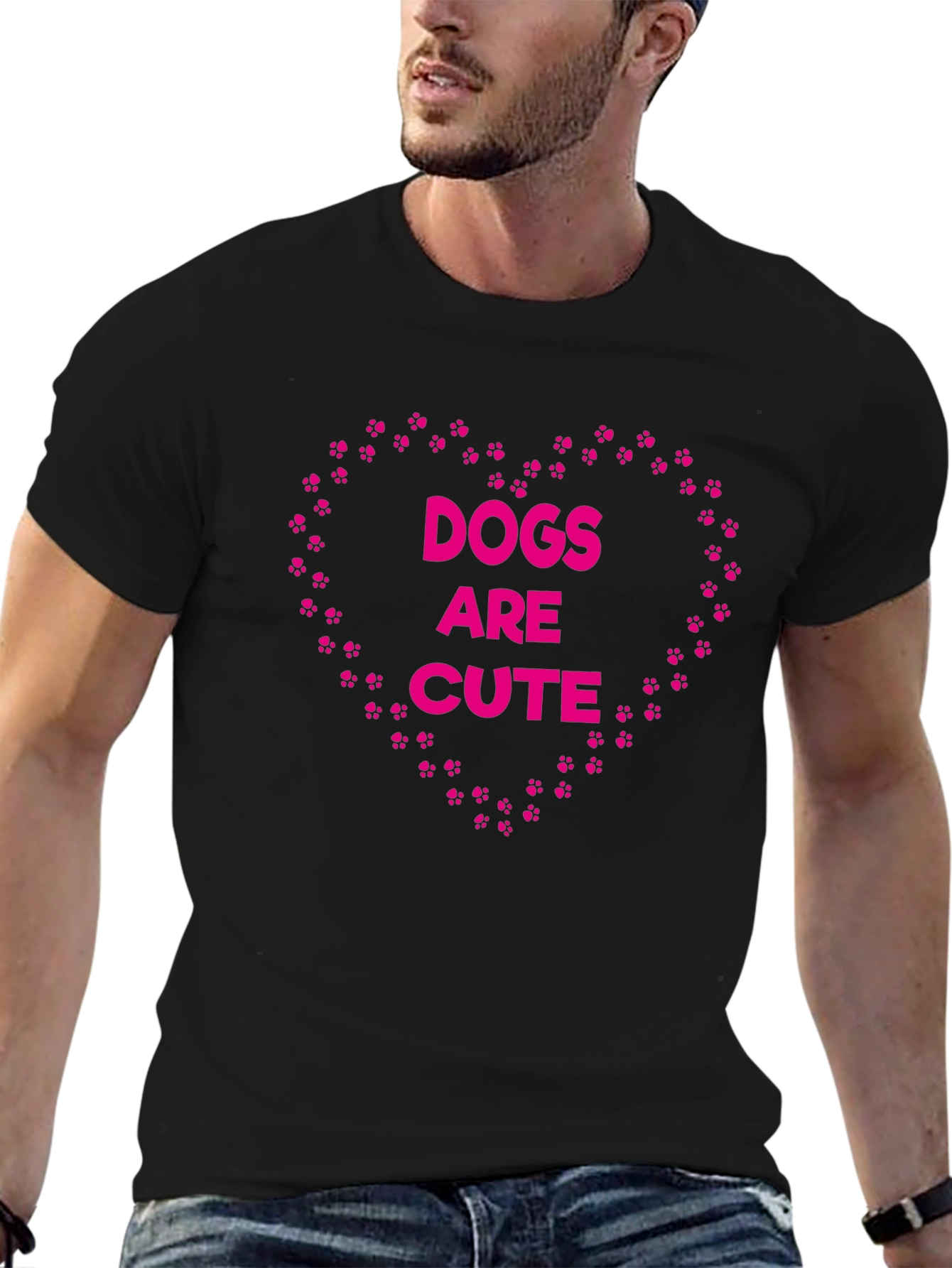 Dogs Are Cute T-Shirt - Paw Print Heart Design