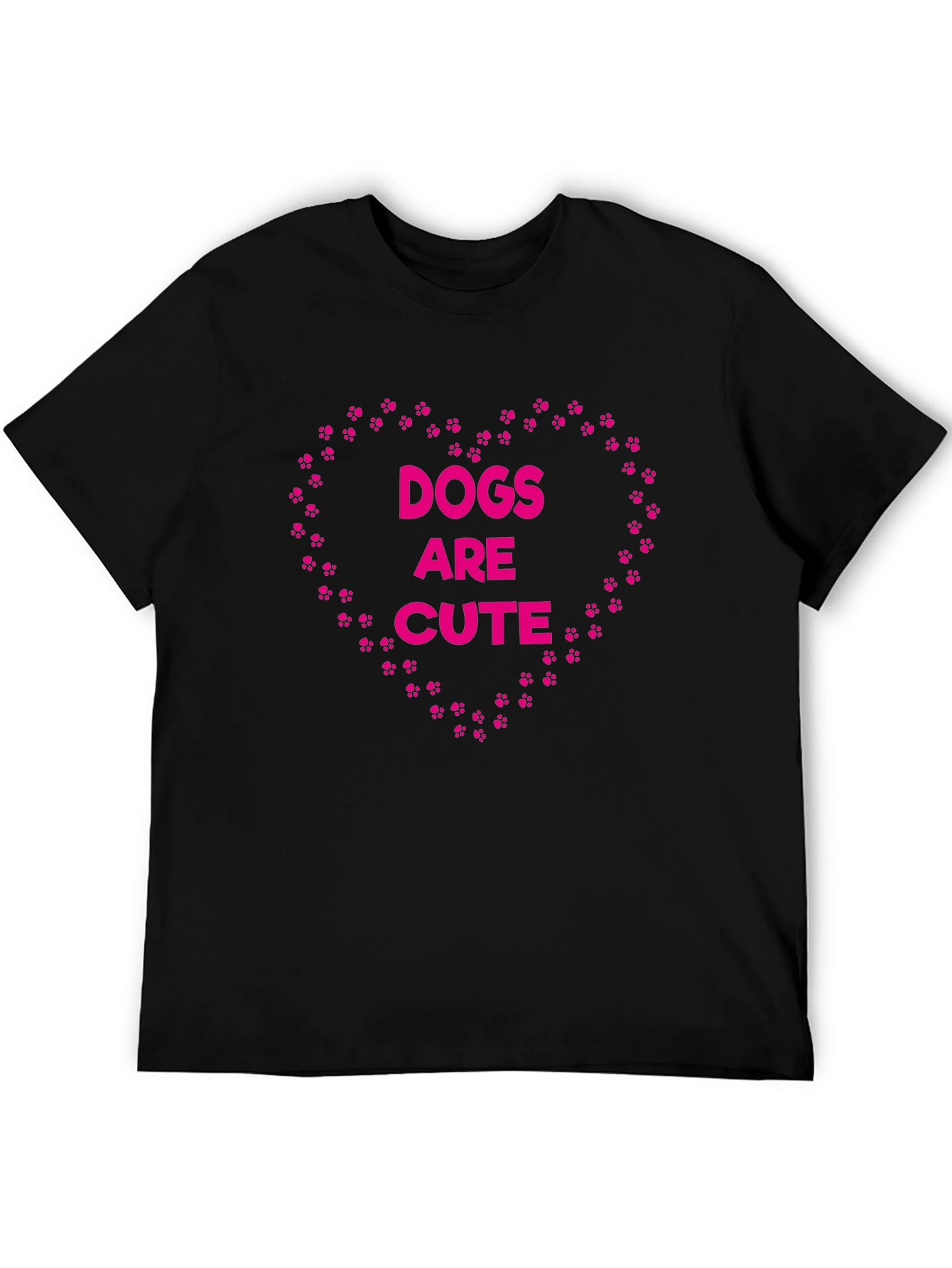 Dogs Are Cute T-Shirt - Paw Print Heart Design