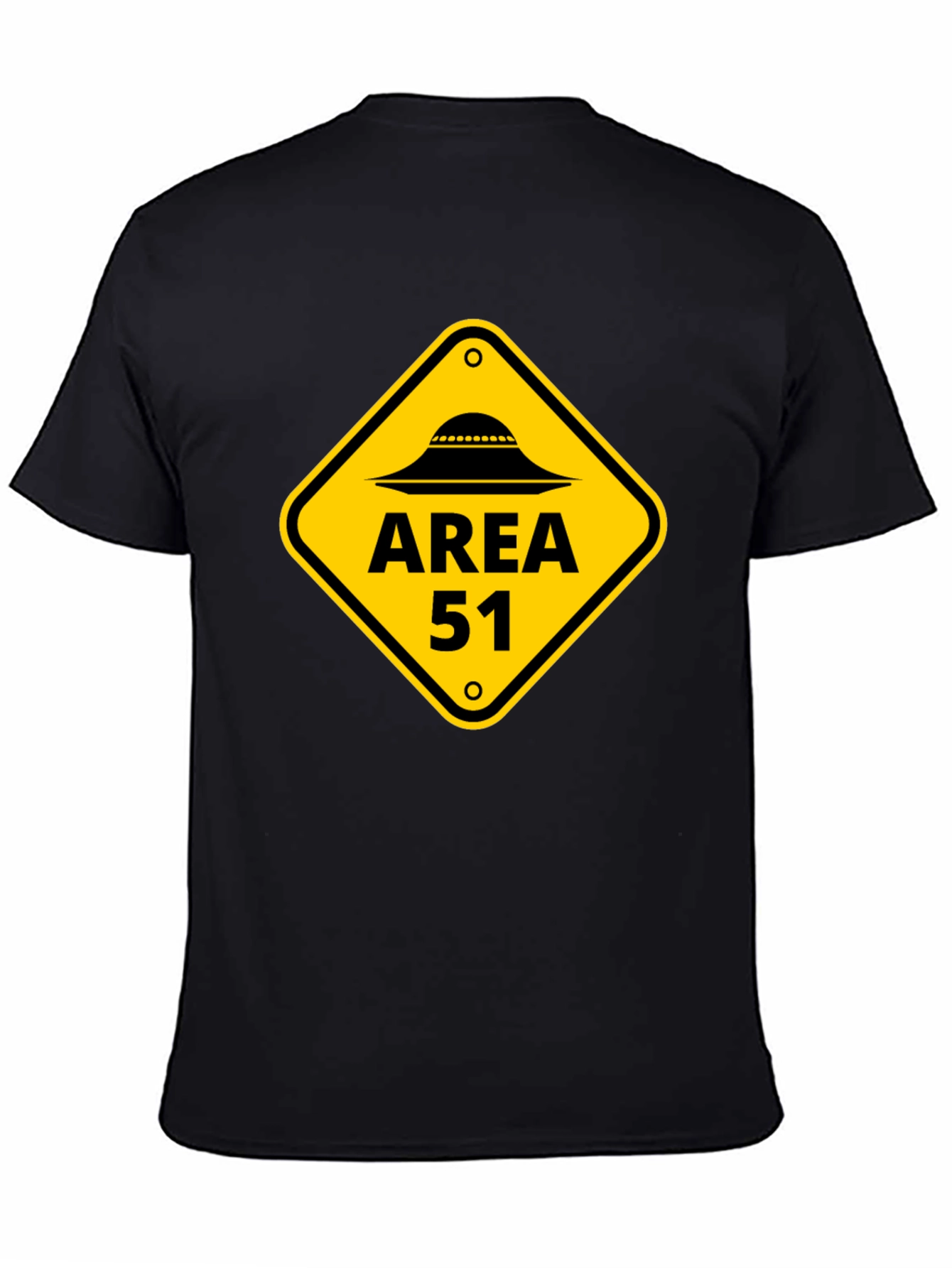 Area 51 Alien UFO Graphic Tee - Black Cotton