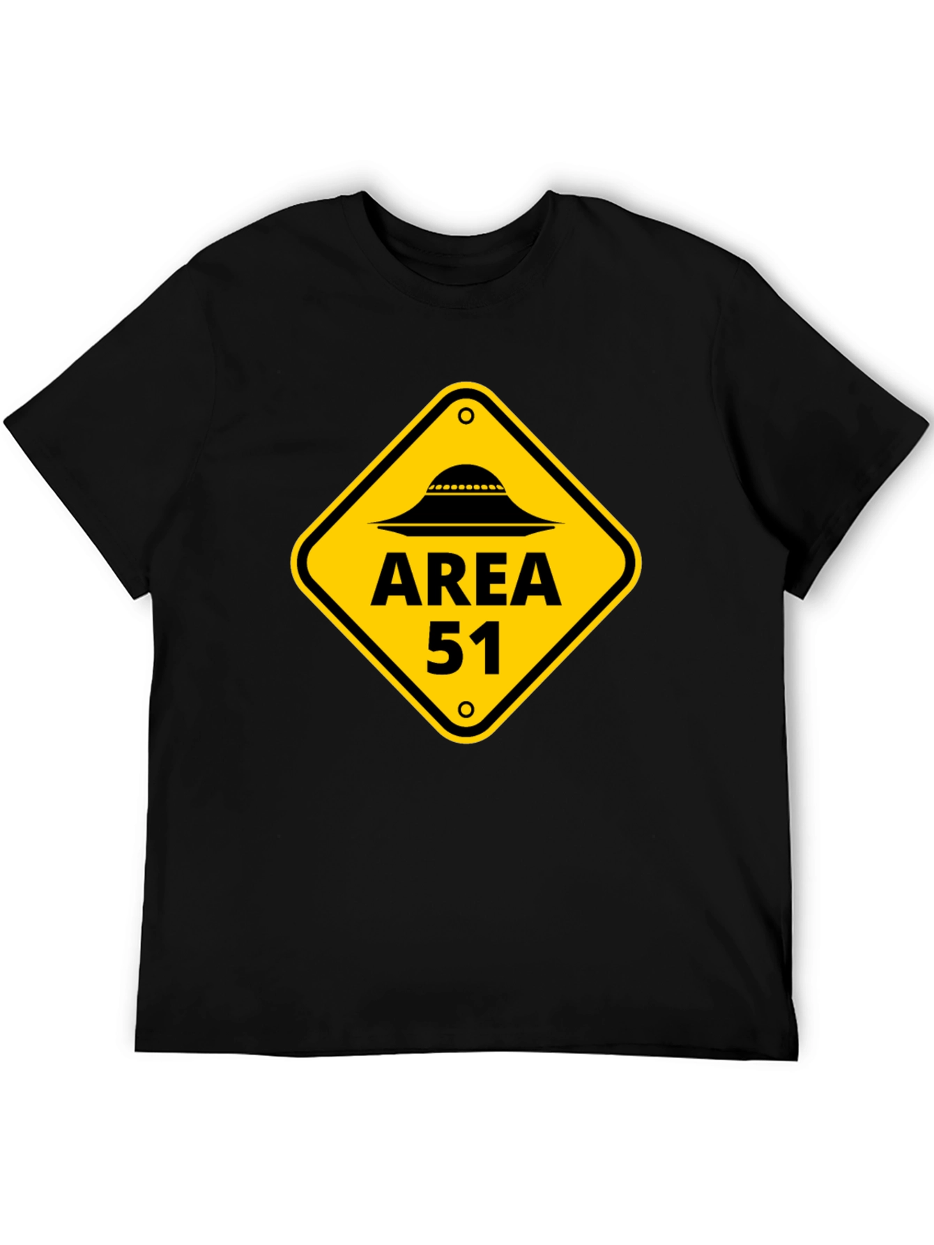 Area 51 Alien UFO Graphic Tee - Black Cotton