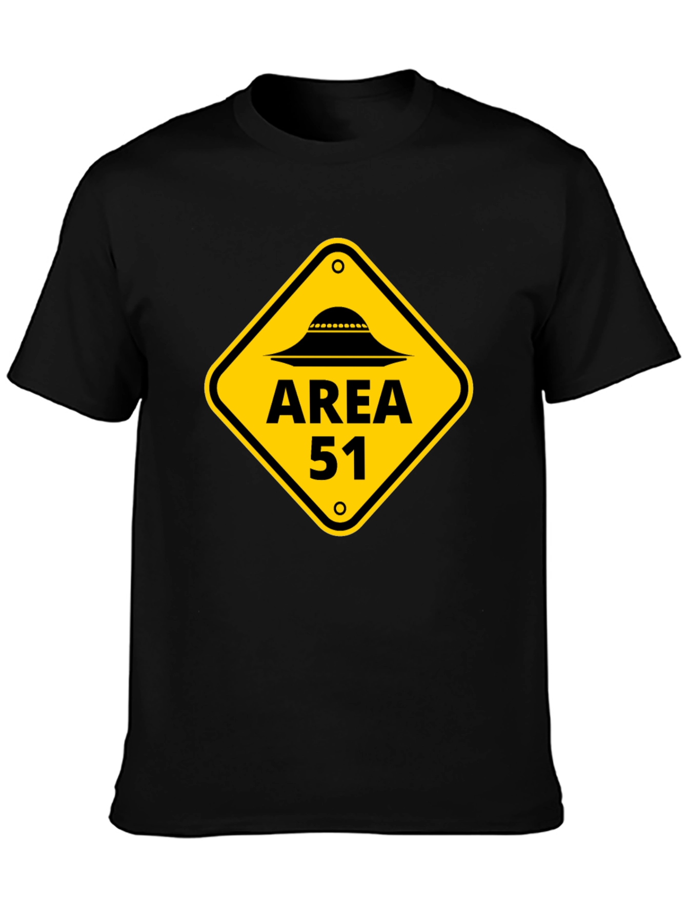 Area 51 Alien UFO Graphic Tee - Black Cotton