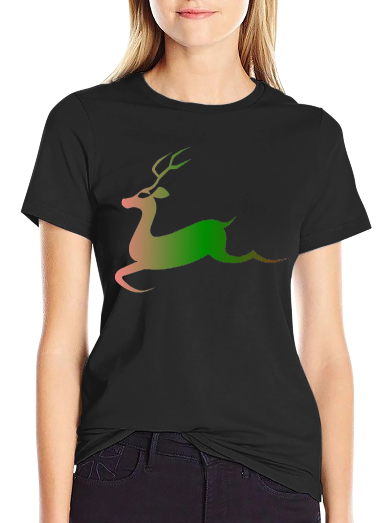 Reindeer Graphic Black T-Shirt