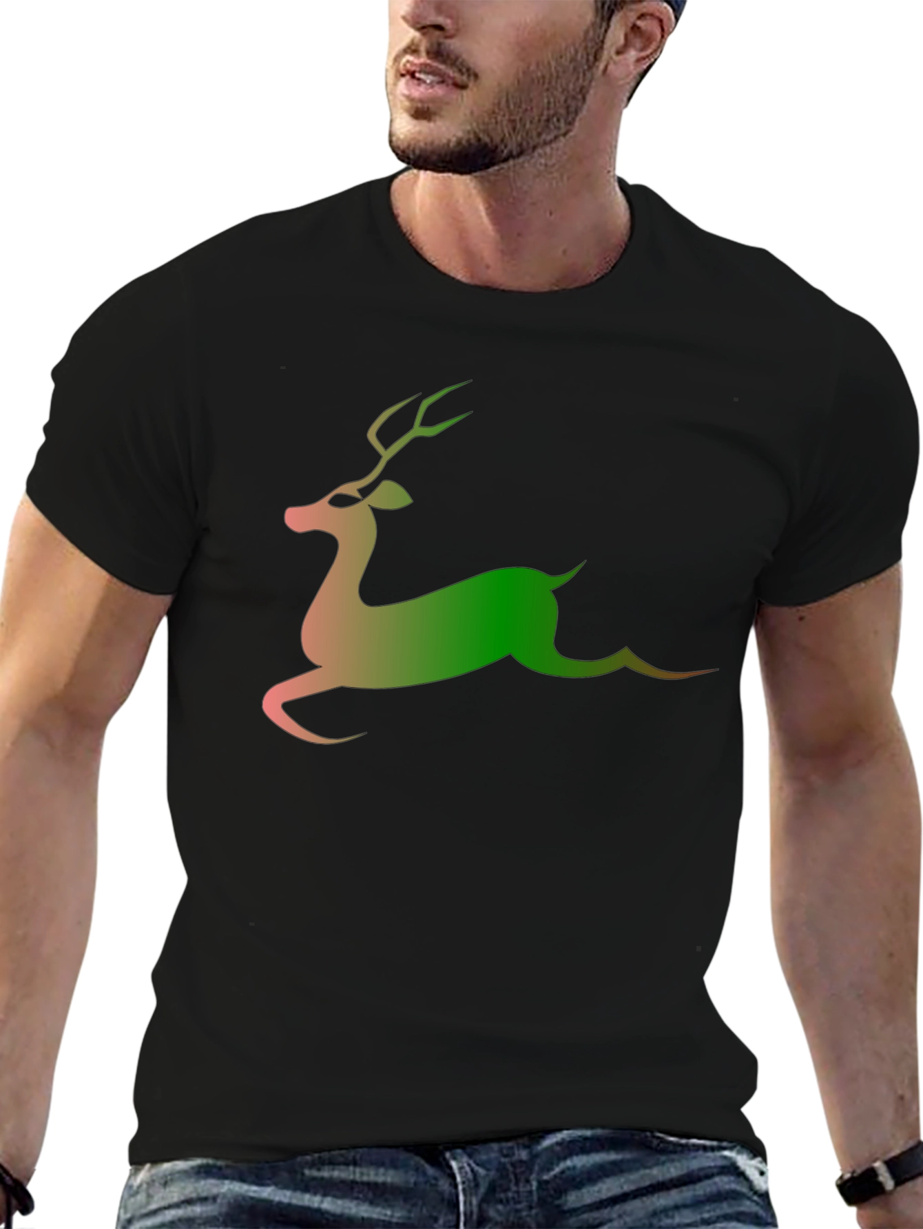 Reindeer Graphic Black T-Shirt
