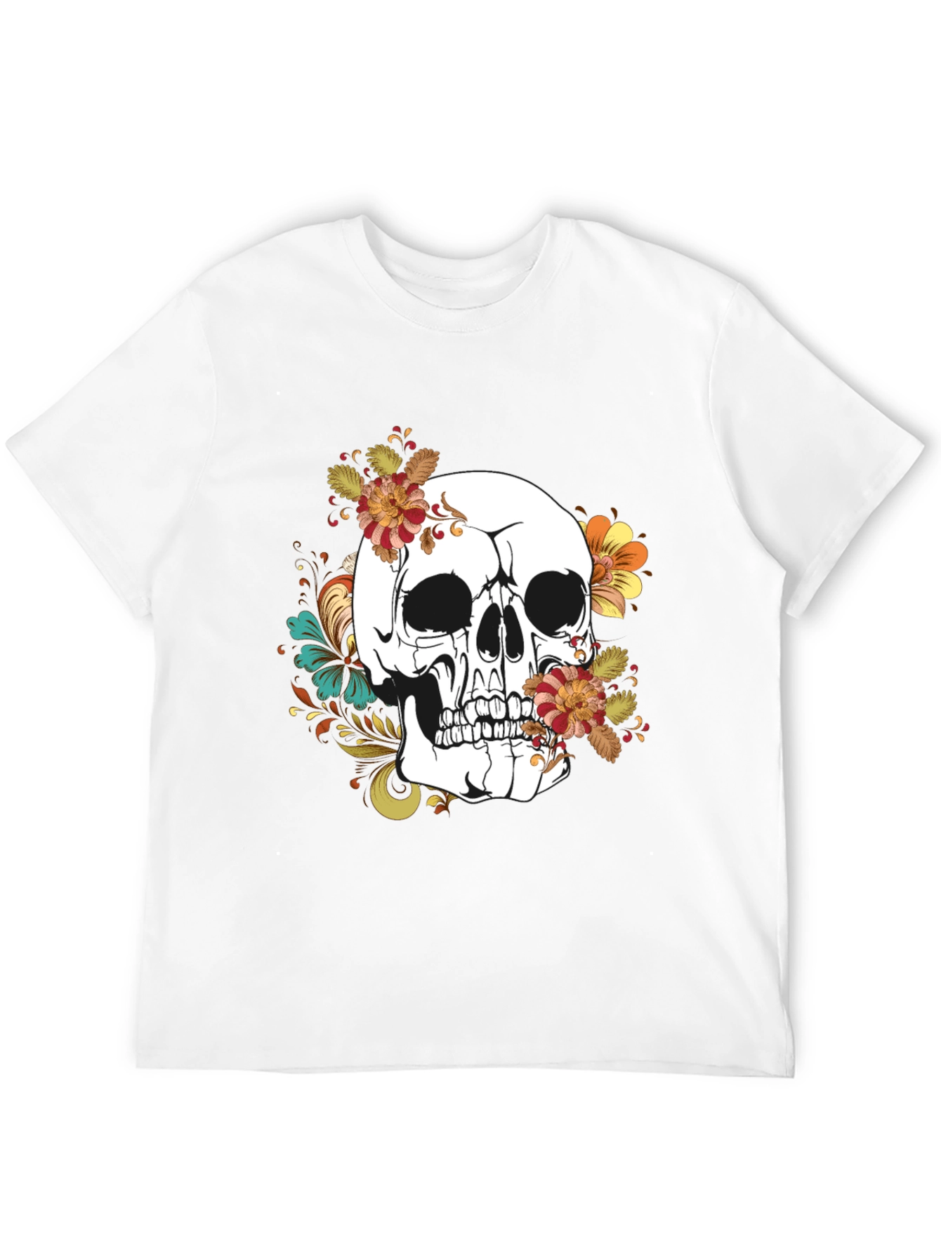 Floral Skull Graphic T-Shirt - Mens