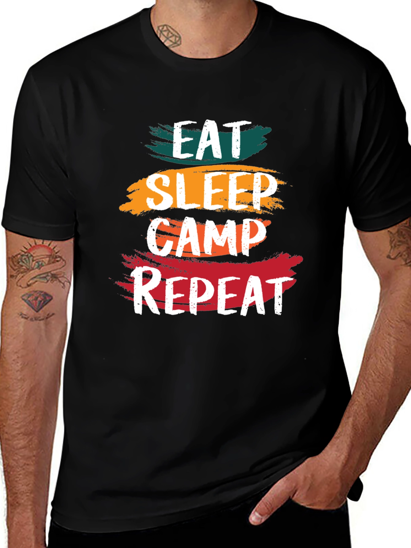Eat Sleep Camp Repeat T-Shirt - Camping Adventure Tee