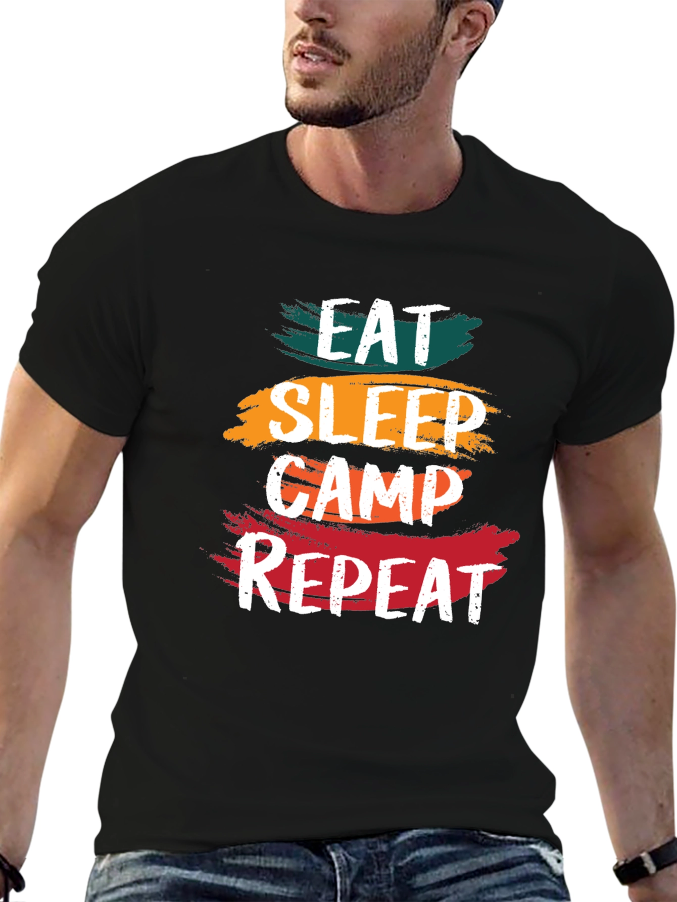 Eat Sleep Camp Repeat T-Shirt - Camping Adventure Tee