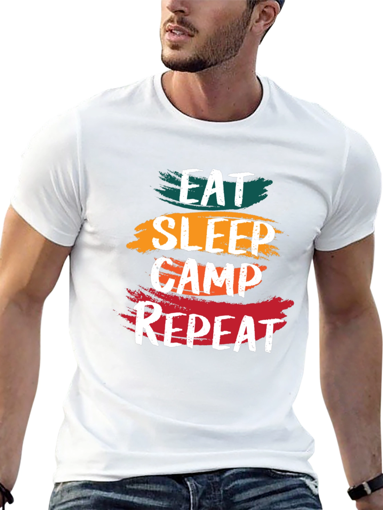 Eat Sleep Camp Repeat T-Shirt - Camping Adventure Tee